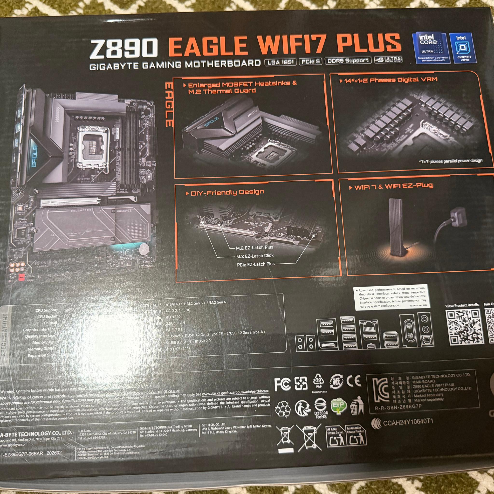 NEW Gigabyte Z890 EAGLE WIFI7 PLUS Intel LGA 1851 ATX Motherboard