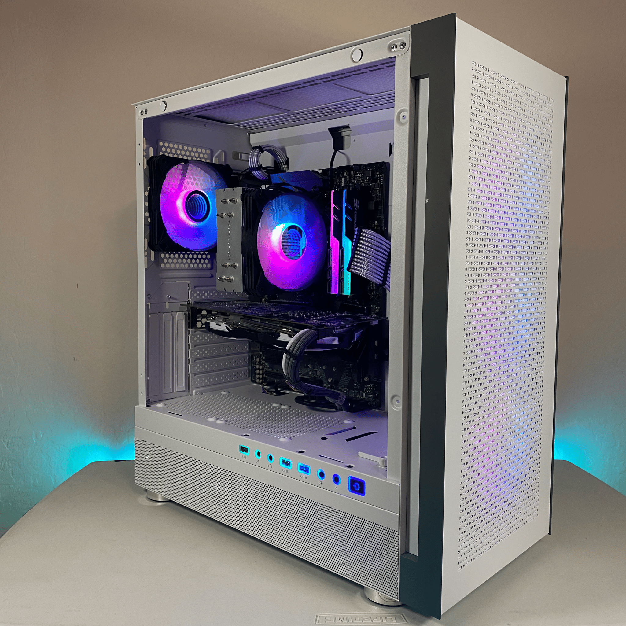 Custom Built White Ryzen 5 RX 580 RGB Gaming PC Computer