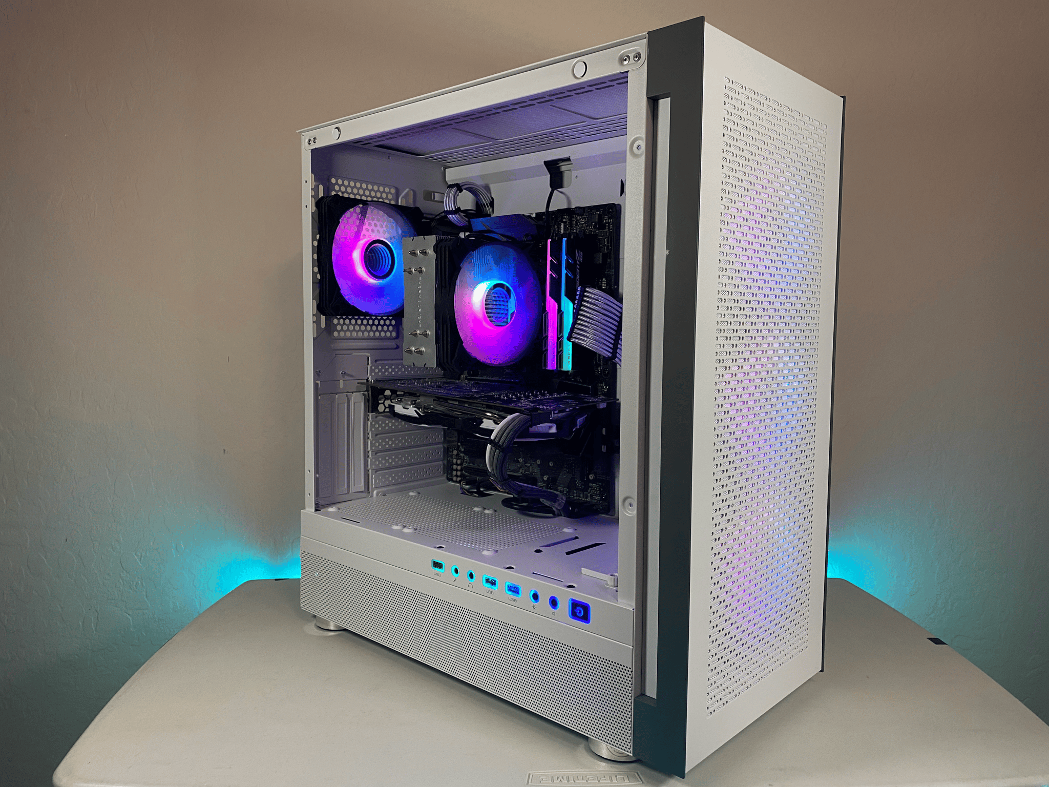 Custom Built White Ryzen 5 RX 580 RGB Gaming PC Computer