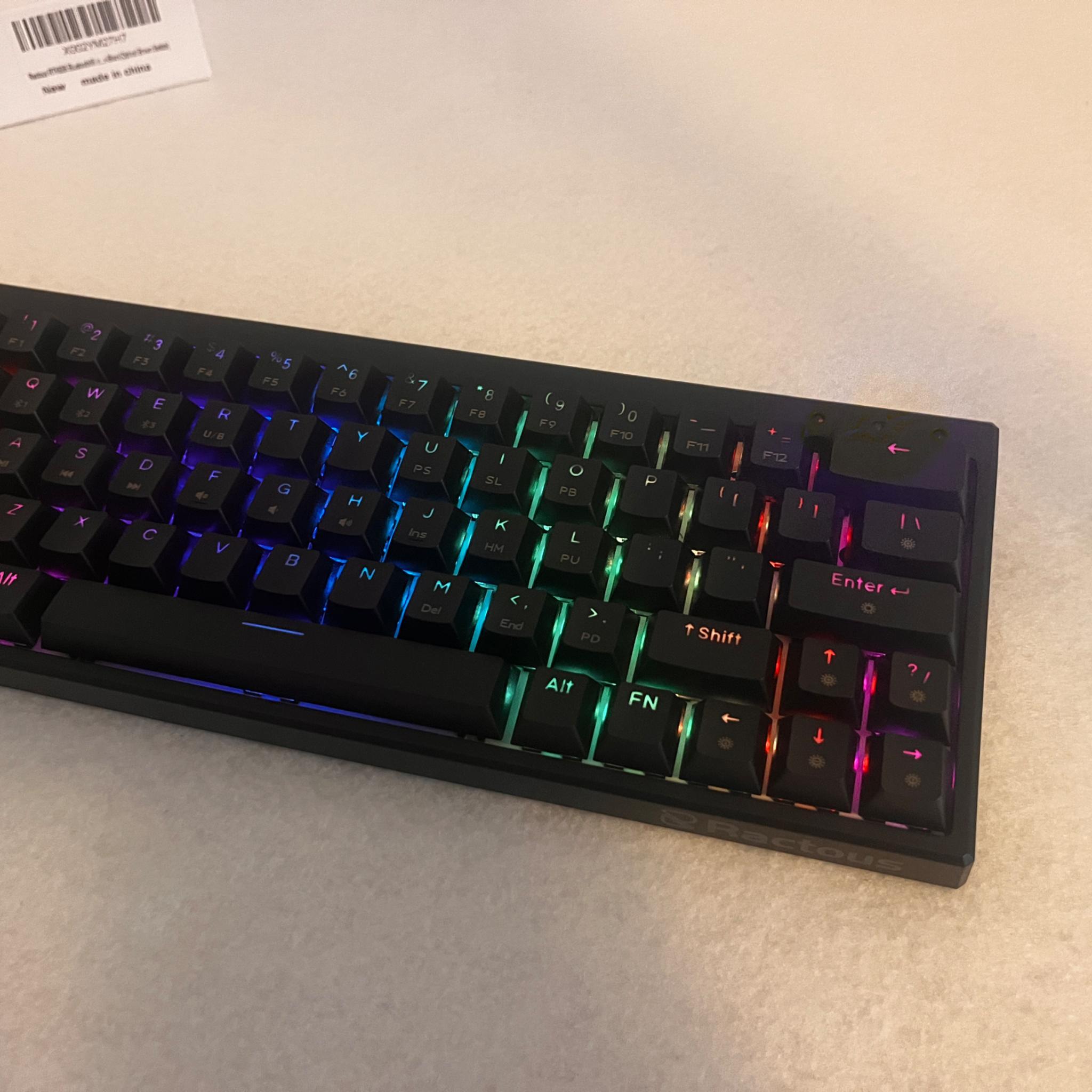 Ractous Design RGB Keyboard  Hot Swappable.  H&J Optical Brown Switches. Bluetooth/Wired.