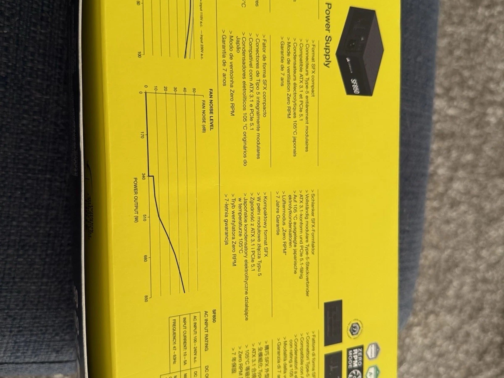 CORSAIR SF850 ATX 3.1 SF Series Fully Modular SFX Power Supply 850W 80 PLUS Platinum