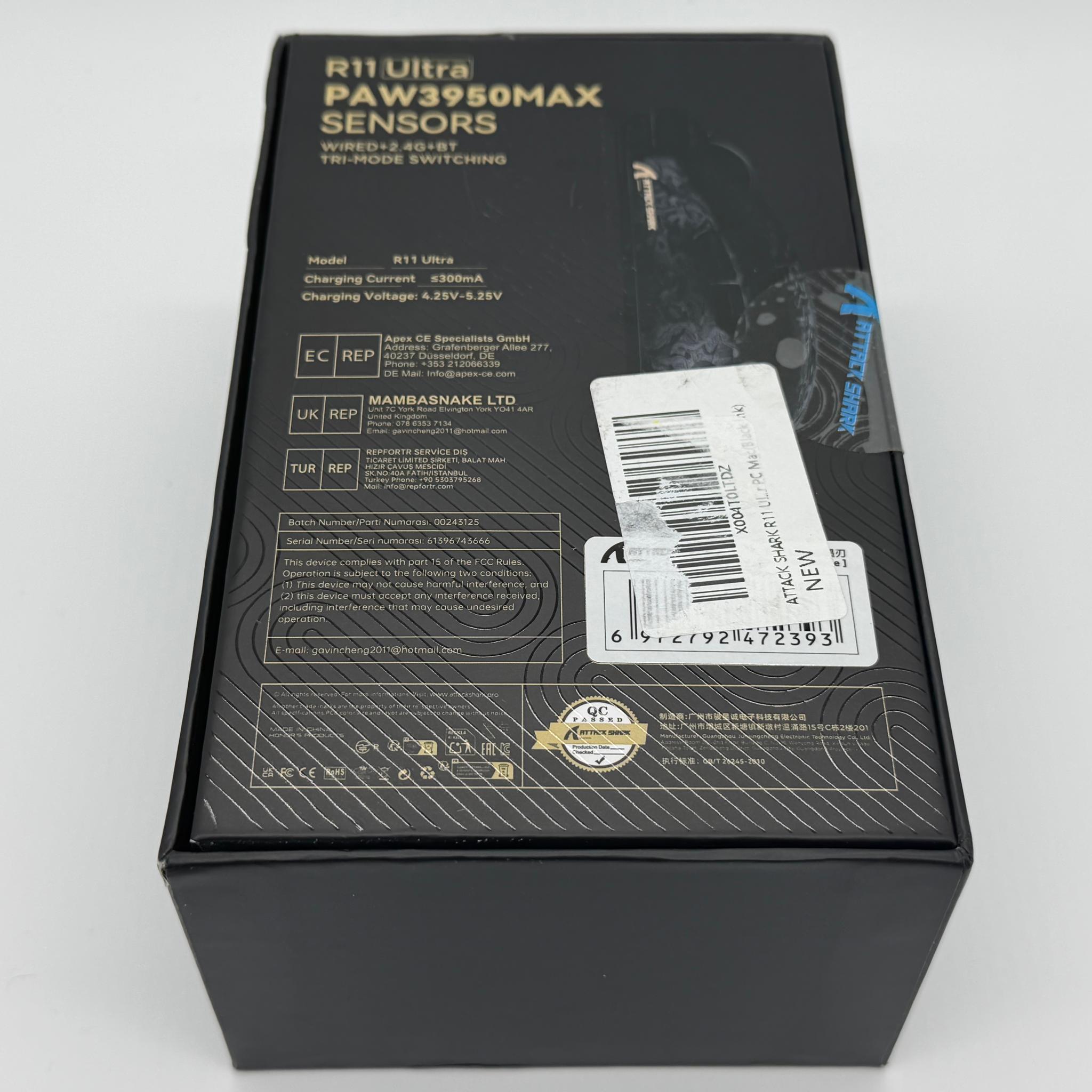 Attack Shark R11-ULTRA PAW3950MAX – Black Ink Edition – Sealed Retail Box