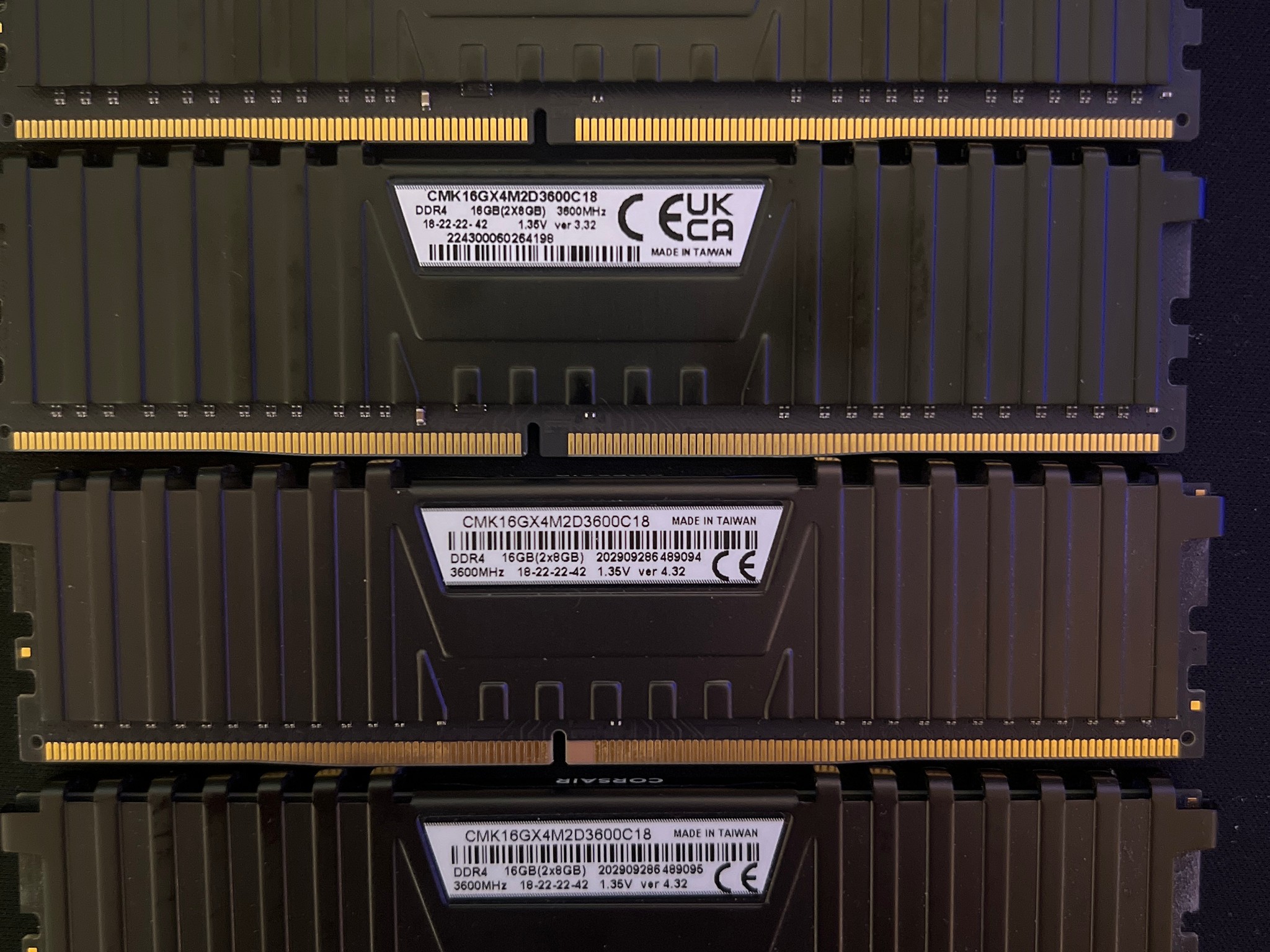 32GB (4x8GB) Corsair Vengeance DDR4 3600 18CL