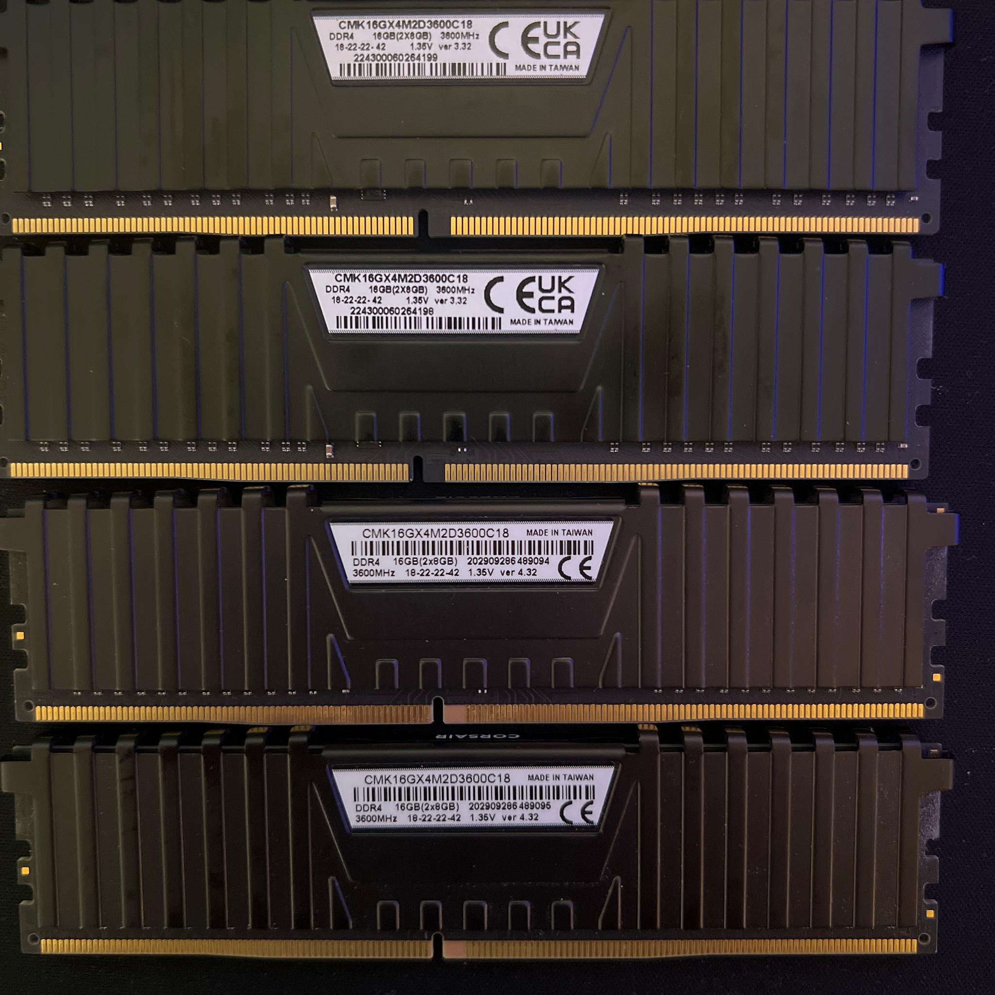 32GB (4x8GB) Corsair Vengeance DDR4 3600 18CL