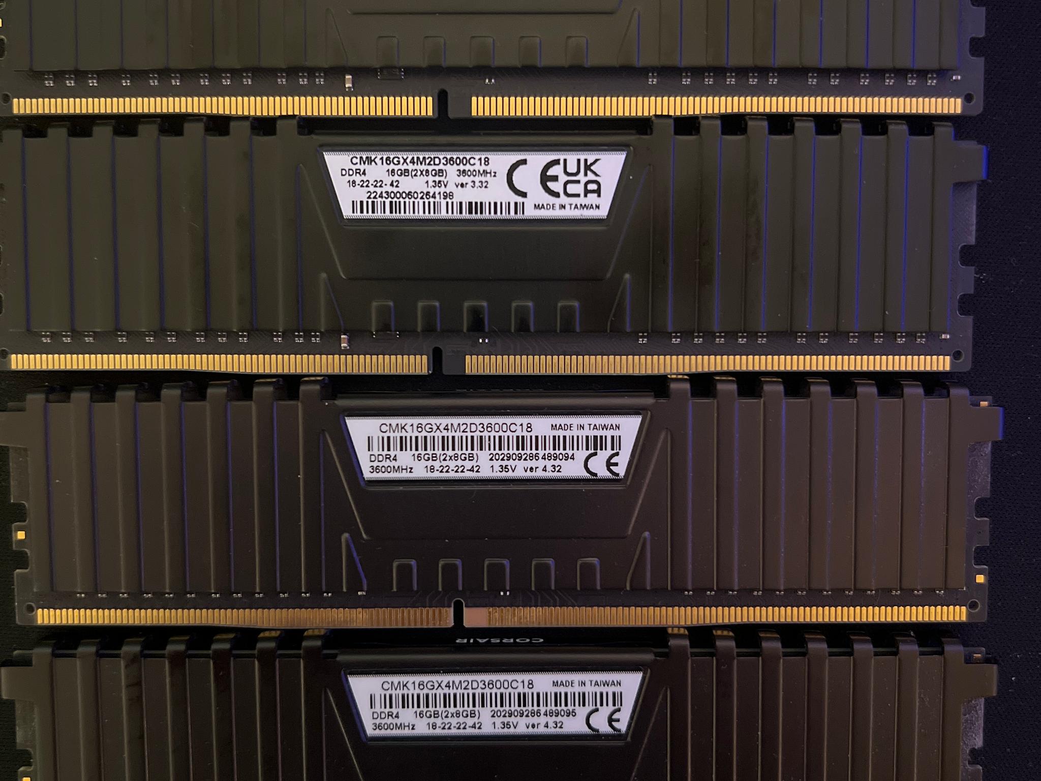 32GB (4x8GB) Corsair Vengeance DDR4 3600 18CL