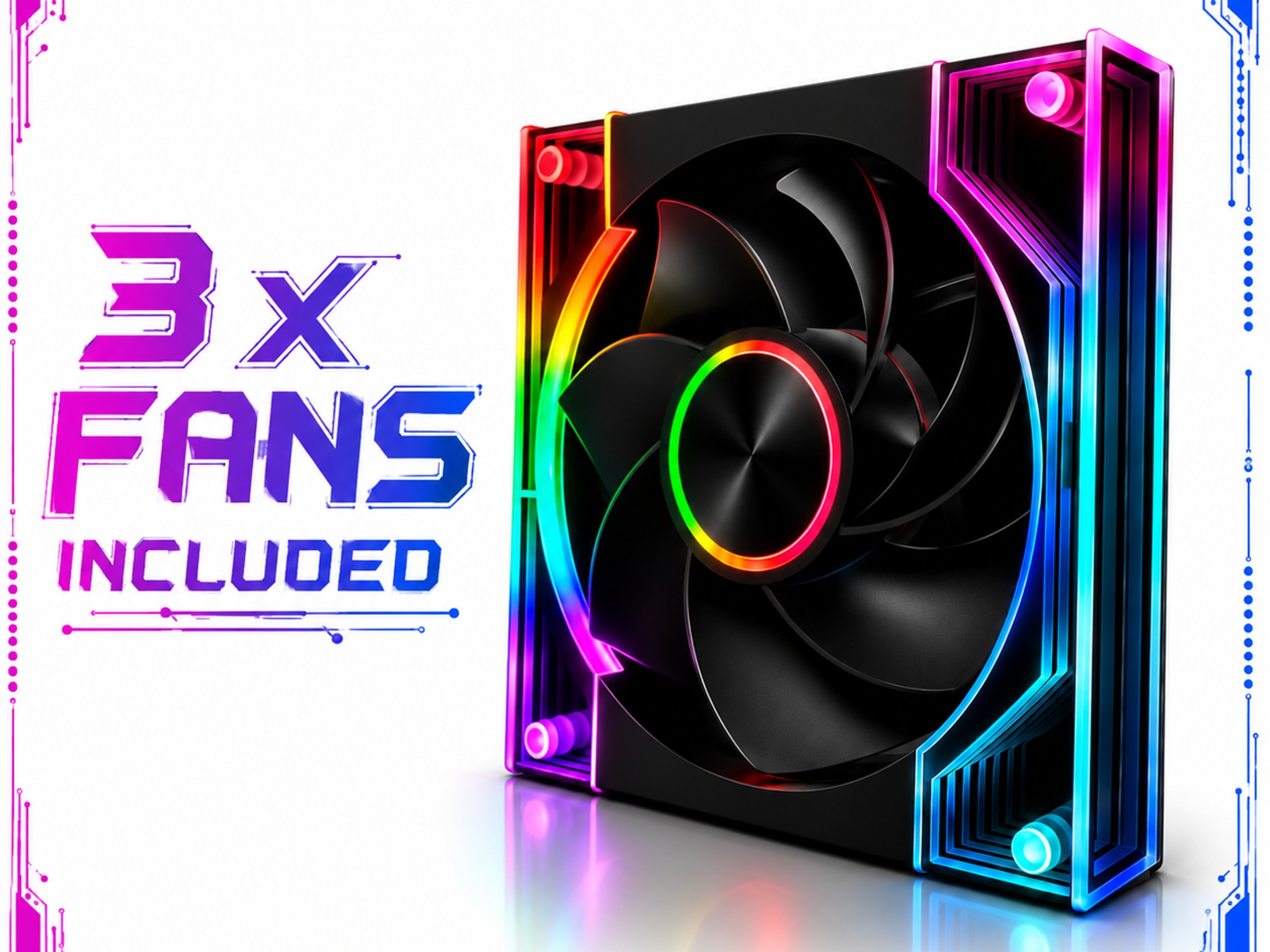 LOVINGCOOL ARGB GAMING PC MATX CASE – PANORAMIC TEMPERED GLASS w/ 3 FANS