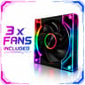 LOVINGCOOL ARGB GAMING PC MATX CASE – PANORAMIC TEMPERED GLASS w/ 3 FANS