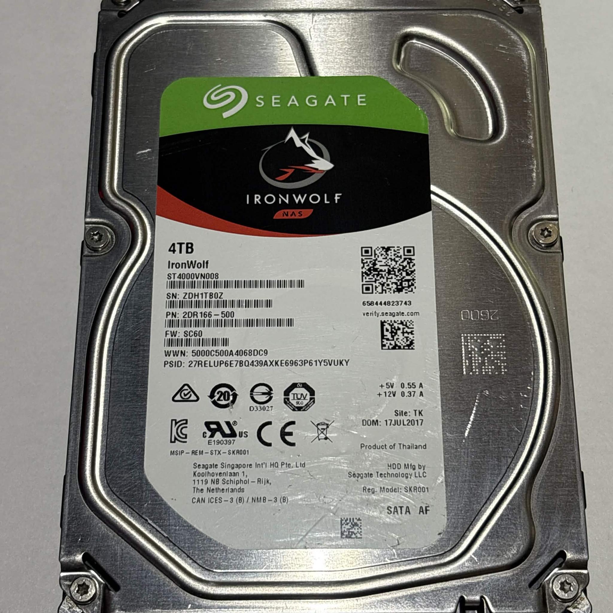Seagate IronWolf 4TB NAS 3.5" SATA Hard Drive | ST4000VN008 | Tested Working