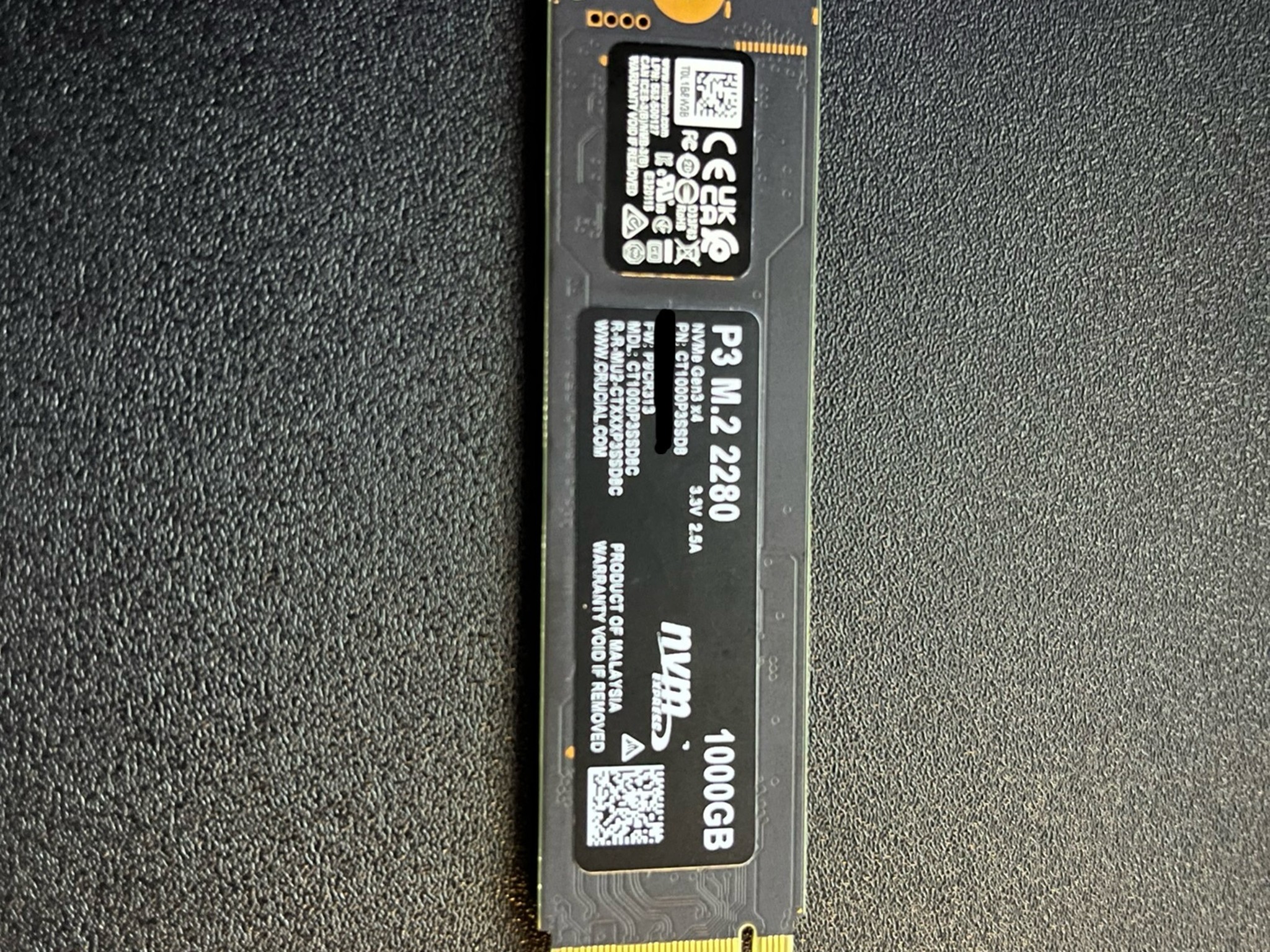 1 TB (1000 gb) Crucial Gen 3 NVME