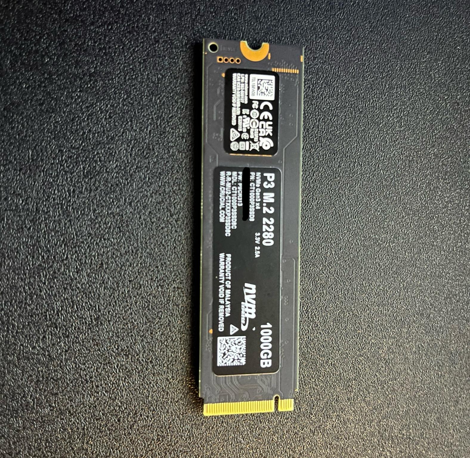1 TB (1000 gb) Crucial Gen 3 NVME