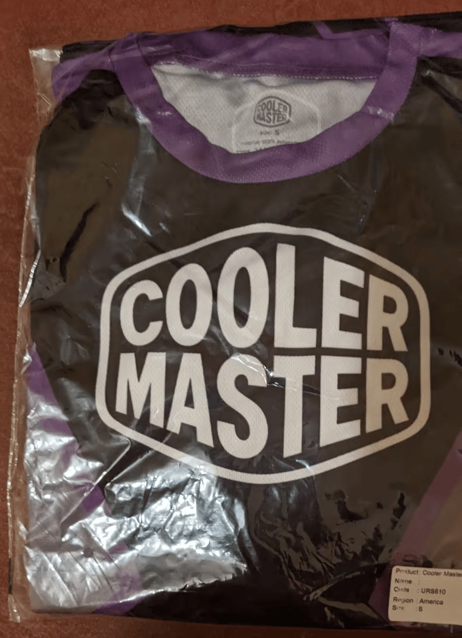 BNIB Cooler Master black/purple polyester mesh shirt, size small