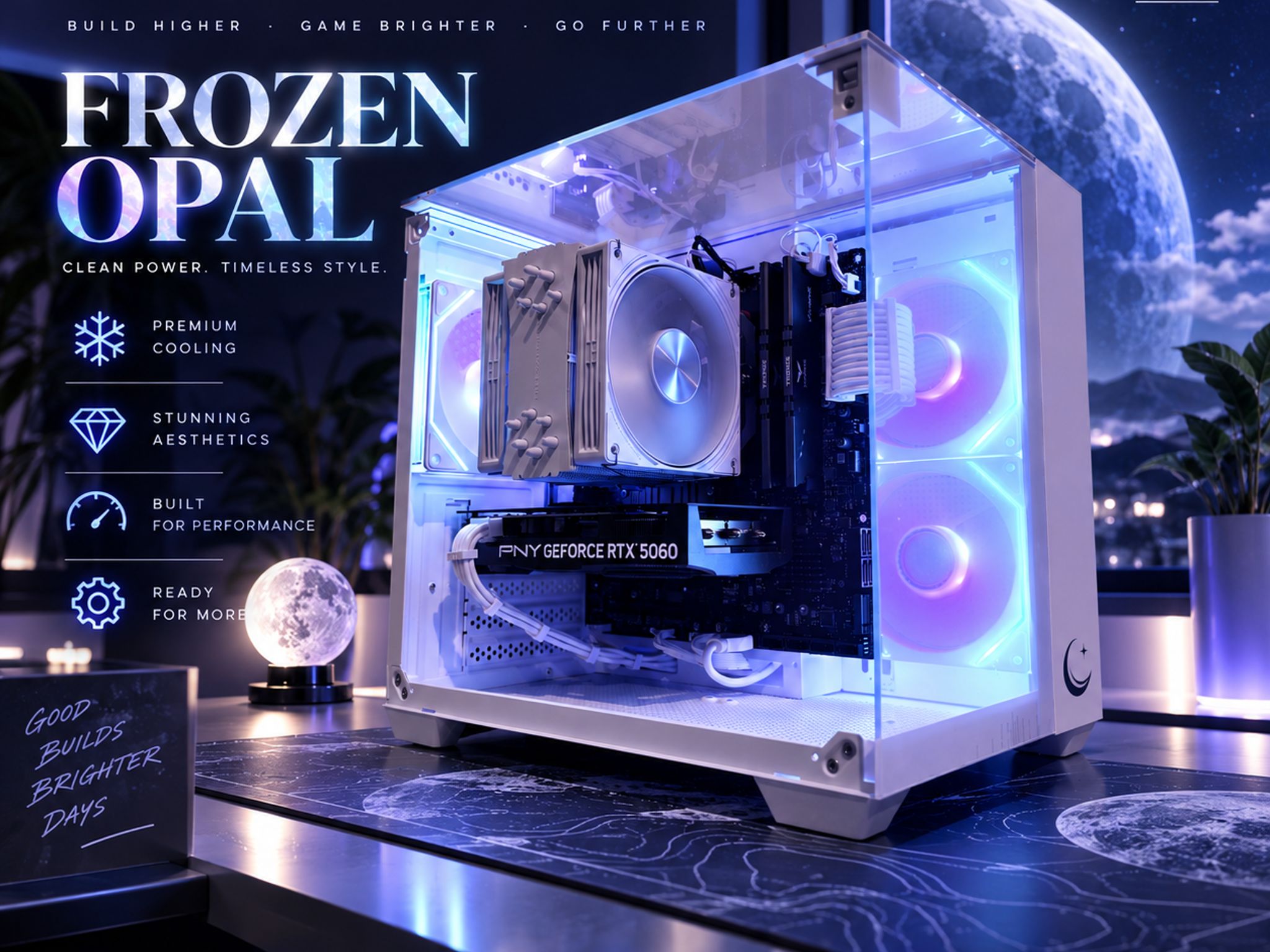 🌈"Frozen Opal"⚪️| 1080p Gaming | RTX 5060 | Ryzen 5 5500 | 16GB Ram | 1TB Storage | Free Shipping