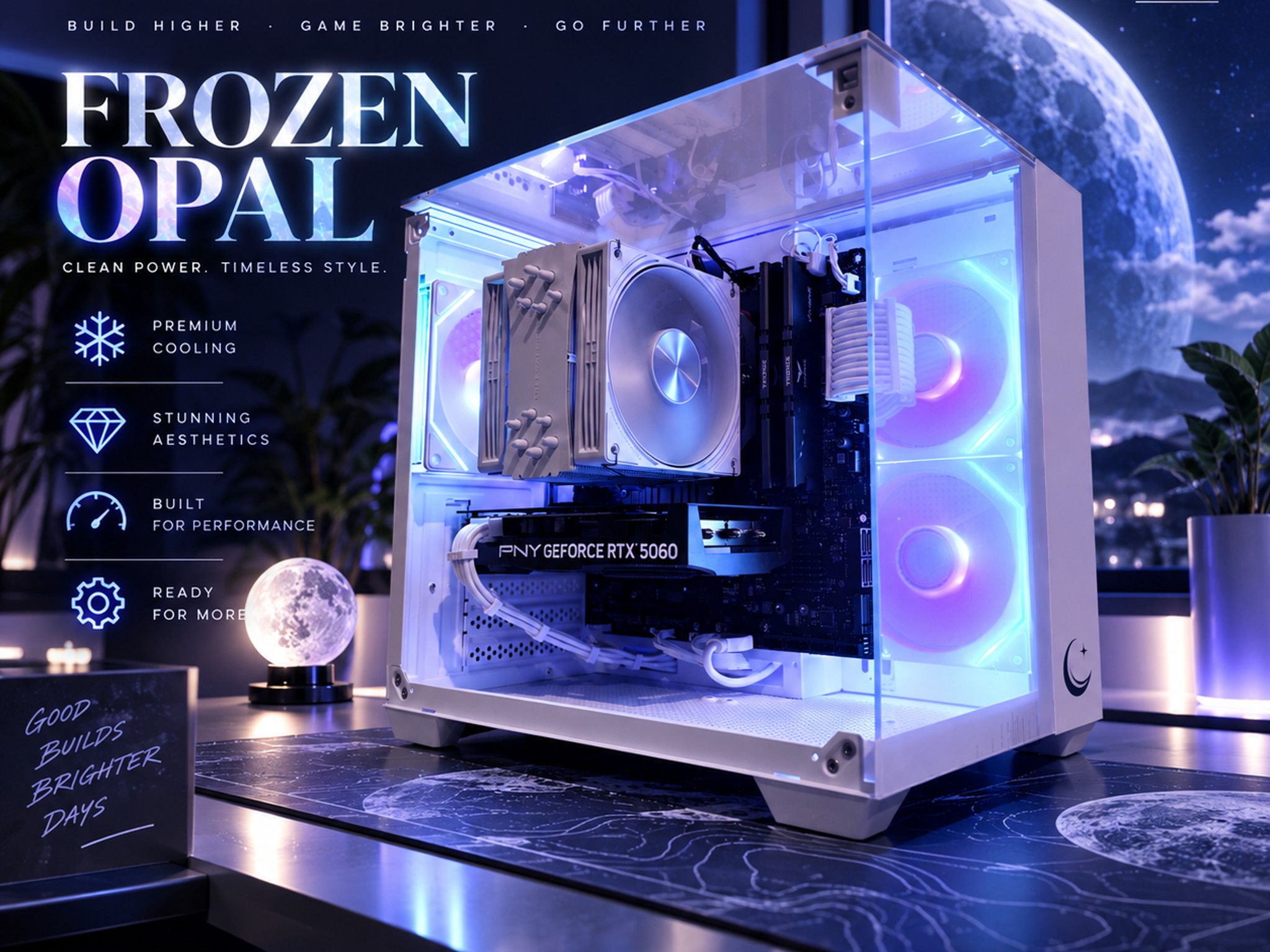 🌈"Frozen Opal"⚪️| 1080p Gaming | RTX 5060 | Ryzen 5 5500 | 16GB Ram | 1TB Storage | Free Shipping