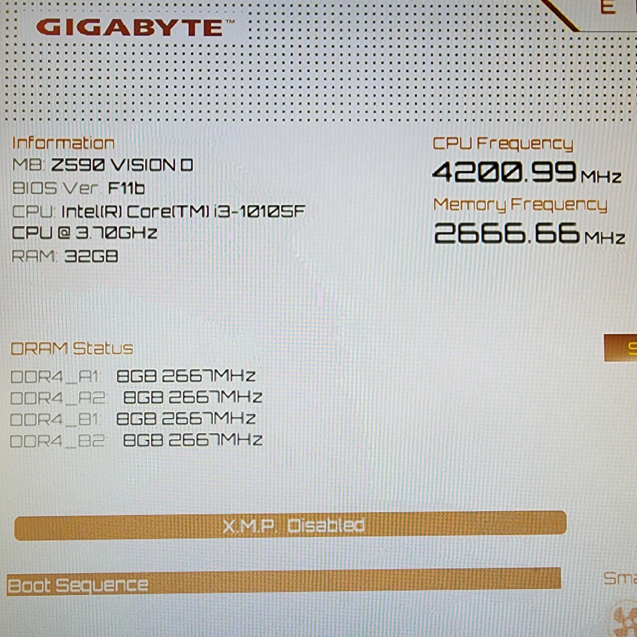 UPDATED BIOS Gigabyte Z590 Vision D WIFI DDR4 LGA 1200 ATX Motherboard