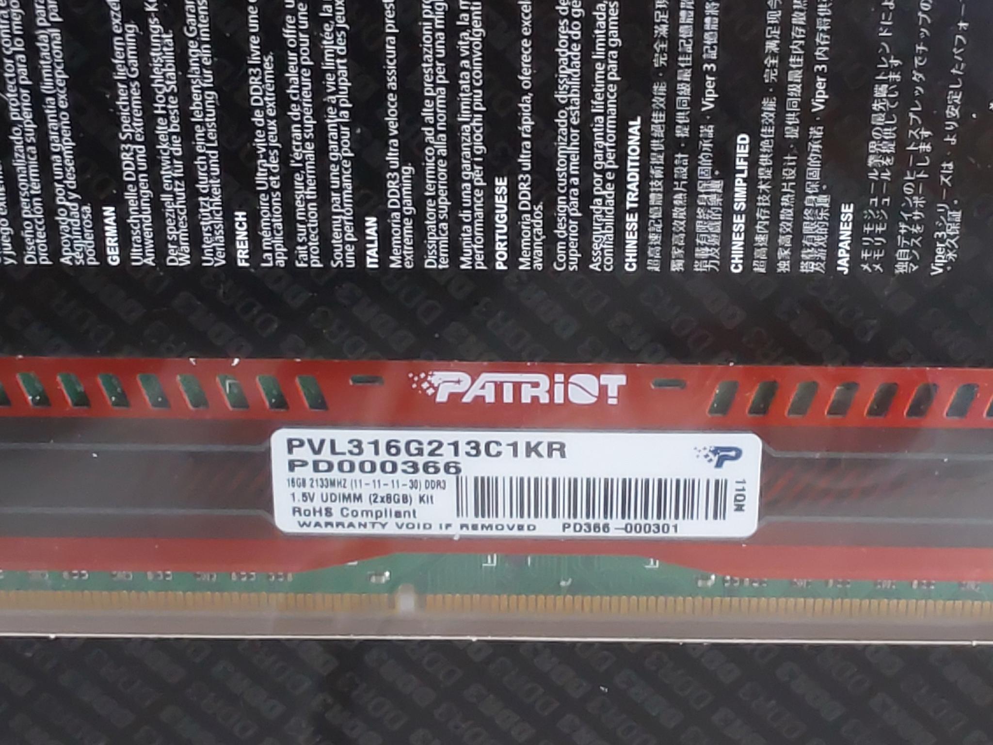 Patriot Viper 3 Low Profile Red 16GB (2 x 8GB) 240-Pin DDR3 2133 (PC3 17000) Desktop Memory