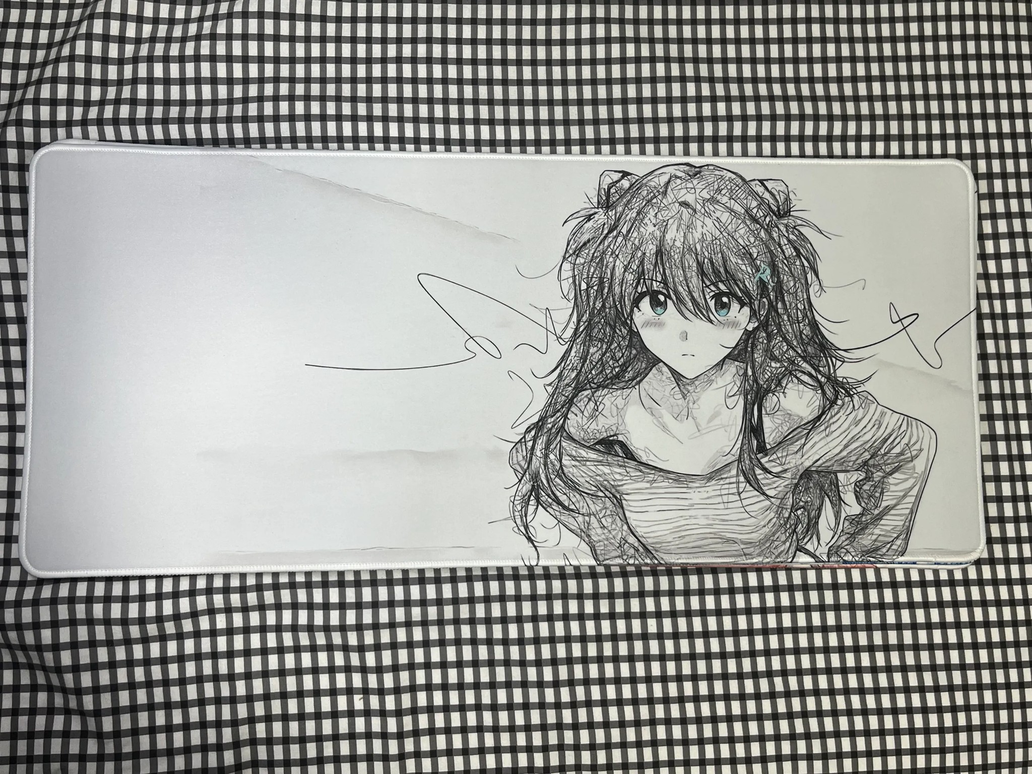 Style 4 - EVA Asuka & Rei Ayanami Abstract Line Gaming Mouse Pad