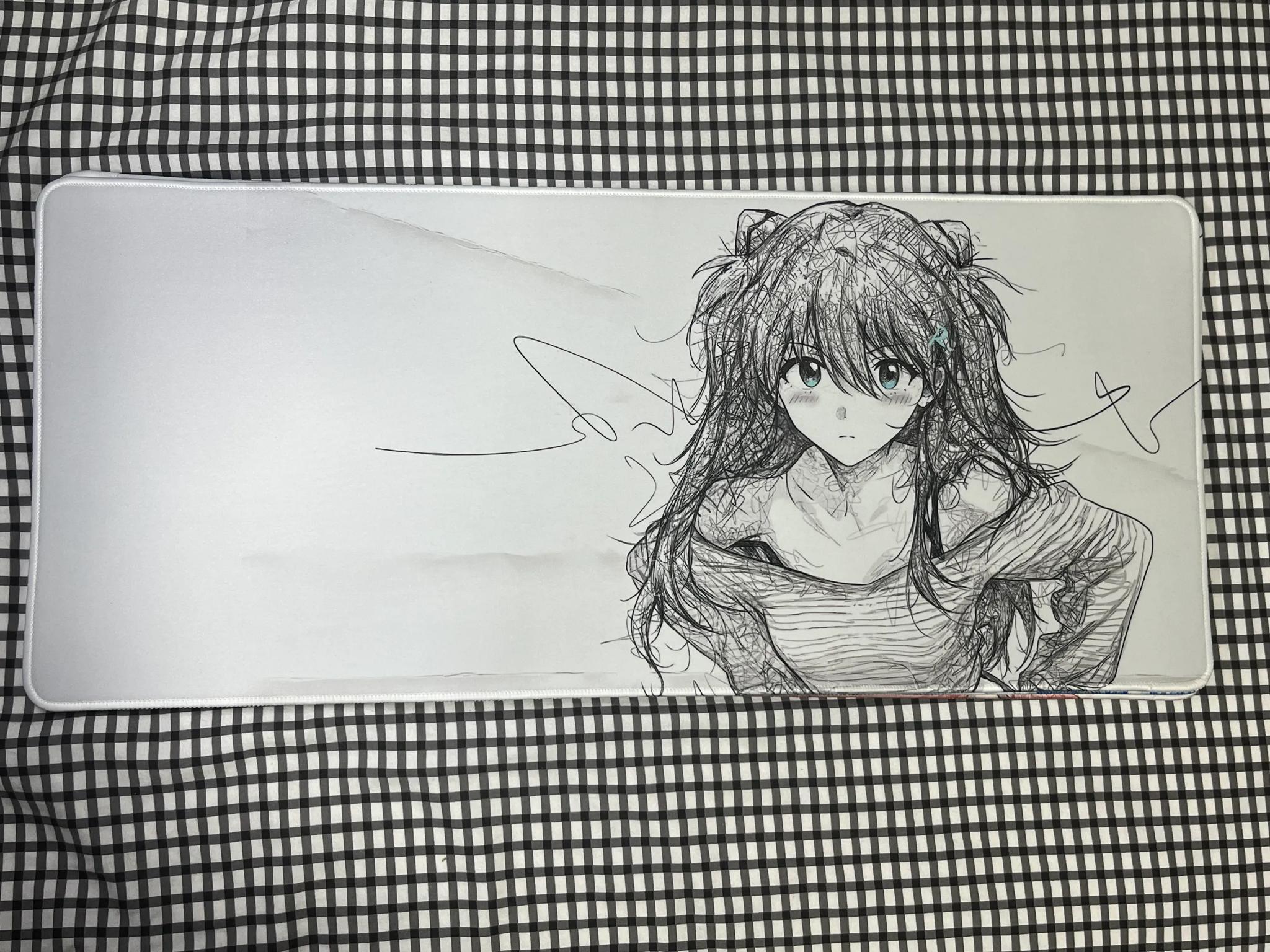 Style 4 - EVA Asuka & Rei Ayanami Abstract Line Gaming Mouse Pad