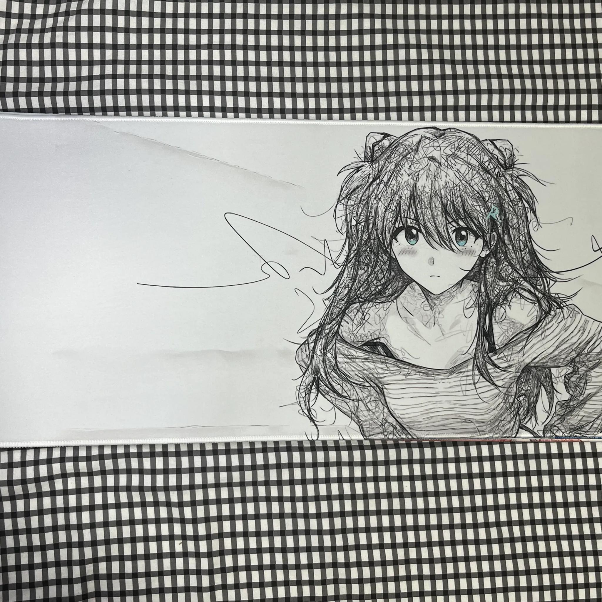 Style 4 - EVA Asuka & Rei Ayanami Abstract Line Gaming Mouse Pad