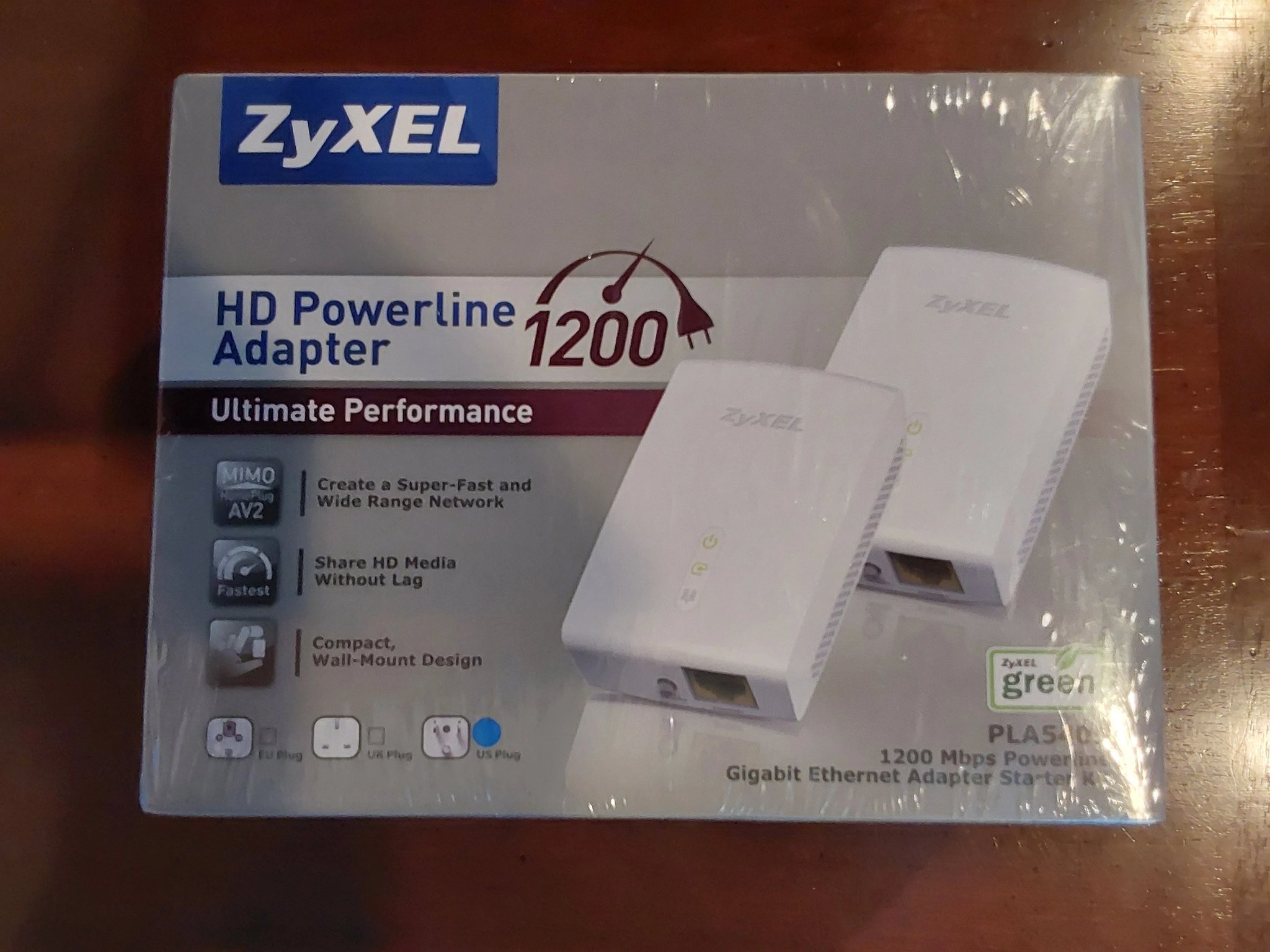 New ZyXEL PLA5405 1200Mbps Powerline Gigabit Ethernet Adapter