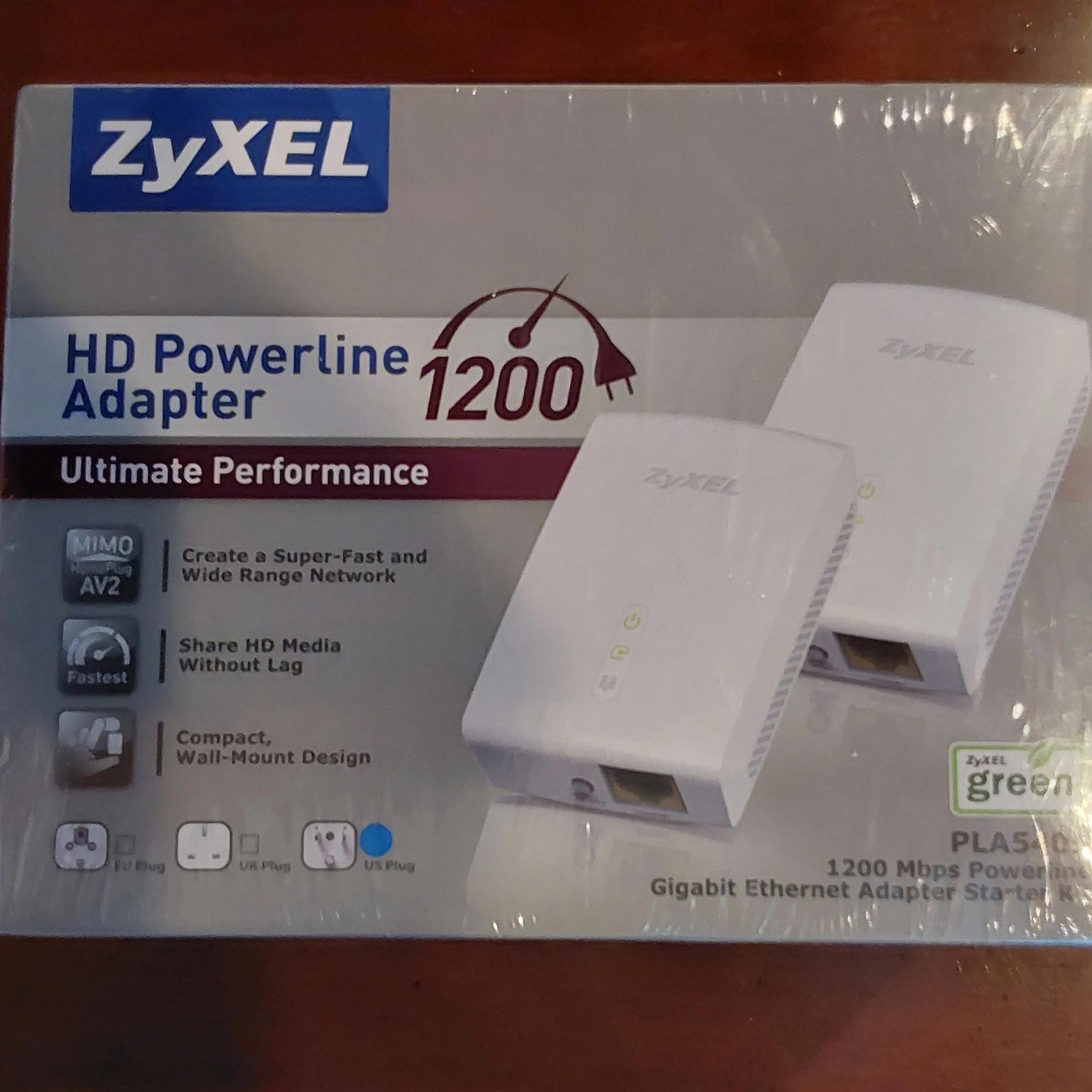 New ZyXEL PLA5405 1200Mbps Powerline Gigabit Ethernet Adapter