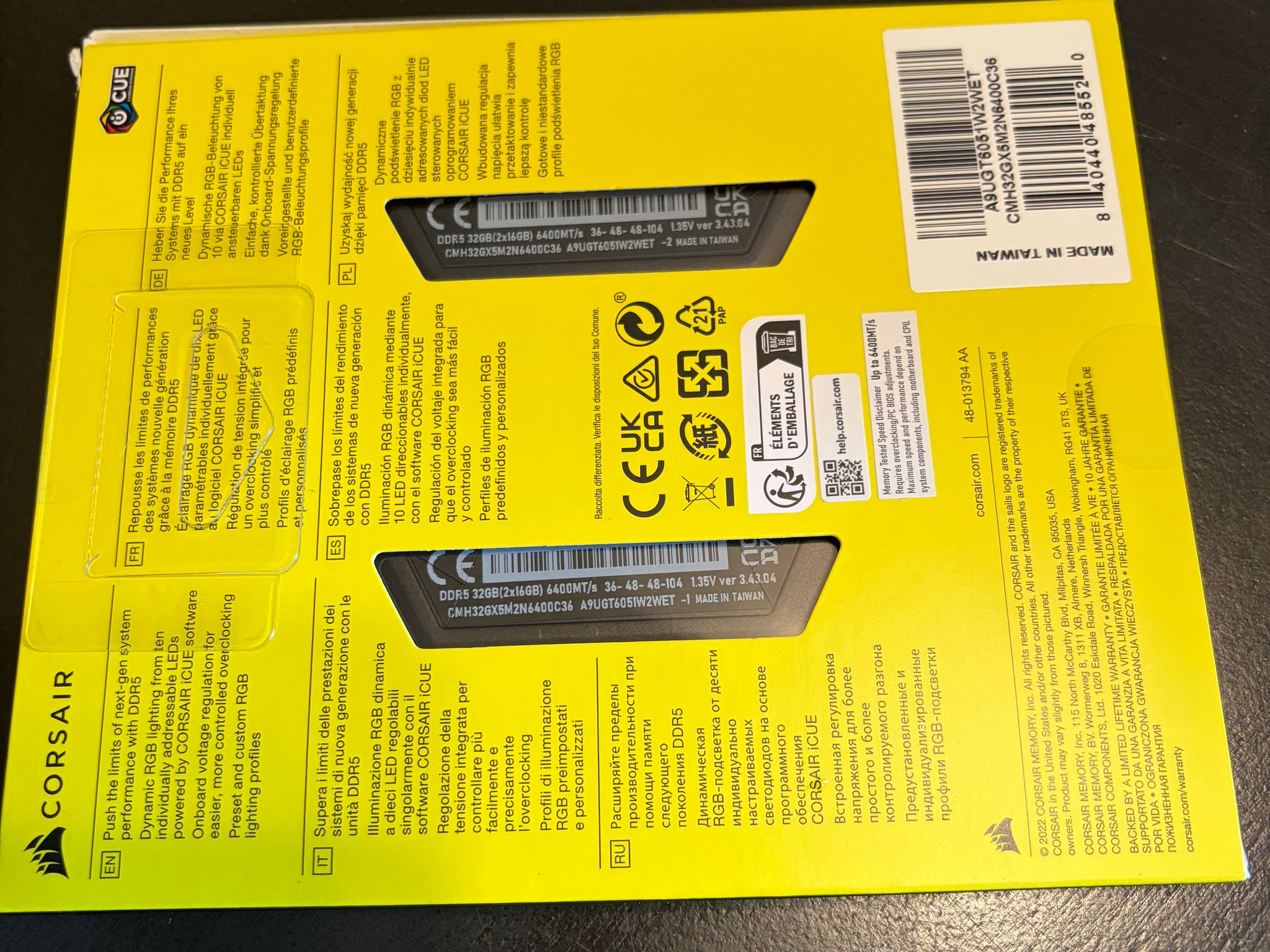 Corsair Vengence RGB 32GB DDR5 6400MHz CL36 Kit New-in-Box