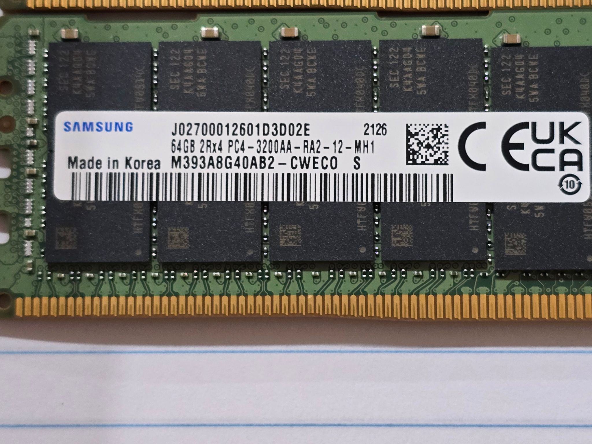 Samsung 512GB DDR4-3200 ECC Registered Memory