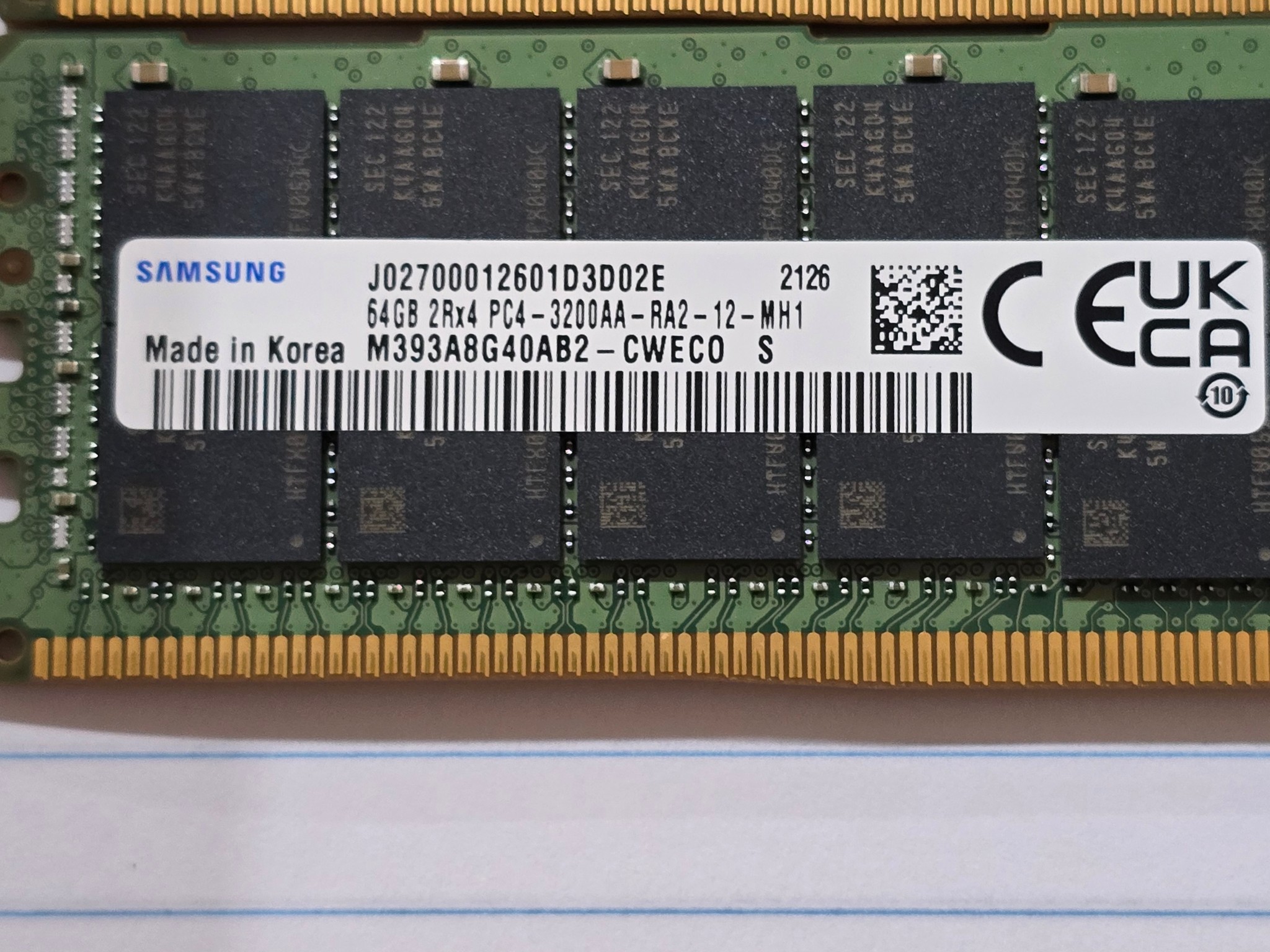 Samsung 512GB DDR4-3200 ECC Registered Memory