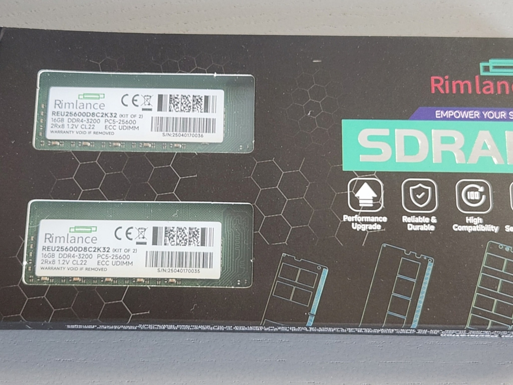 Rimlance 32GB (2x16GB) ECC DDR4 3200MT 1.2V Kit - compatible with Ryzen AM4 motherboards