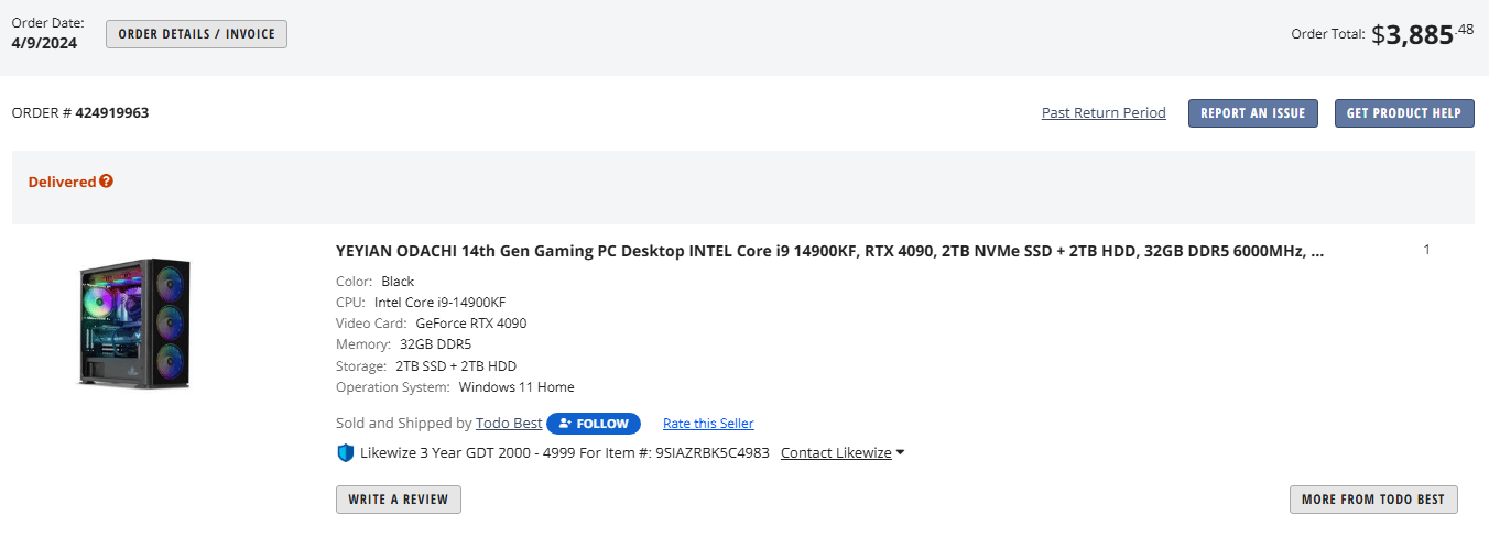 Gaming PC RTX 4090 Intel i9 14900KF 2TB m.2 SSD 32GB DDR5 6000mhz