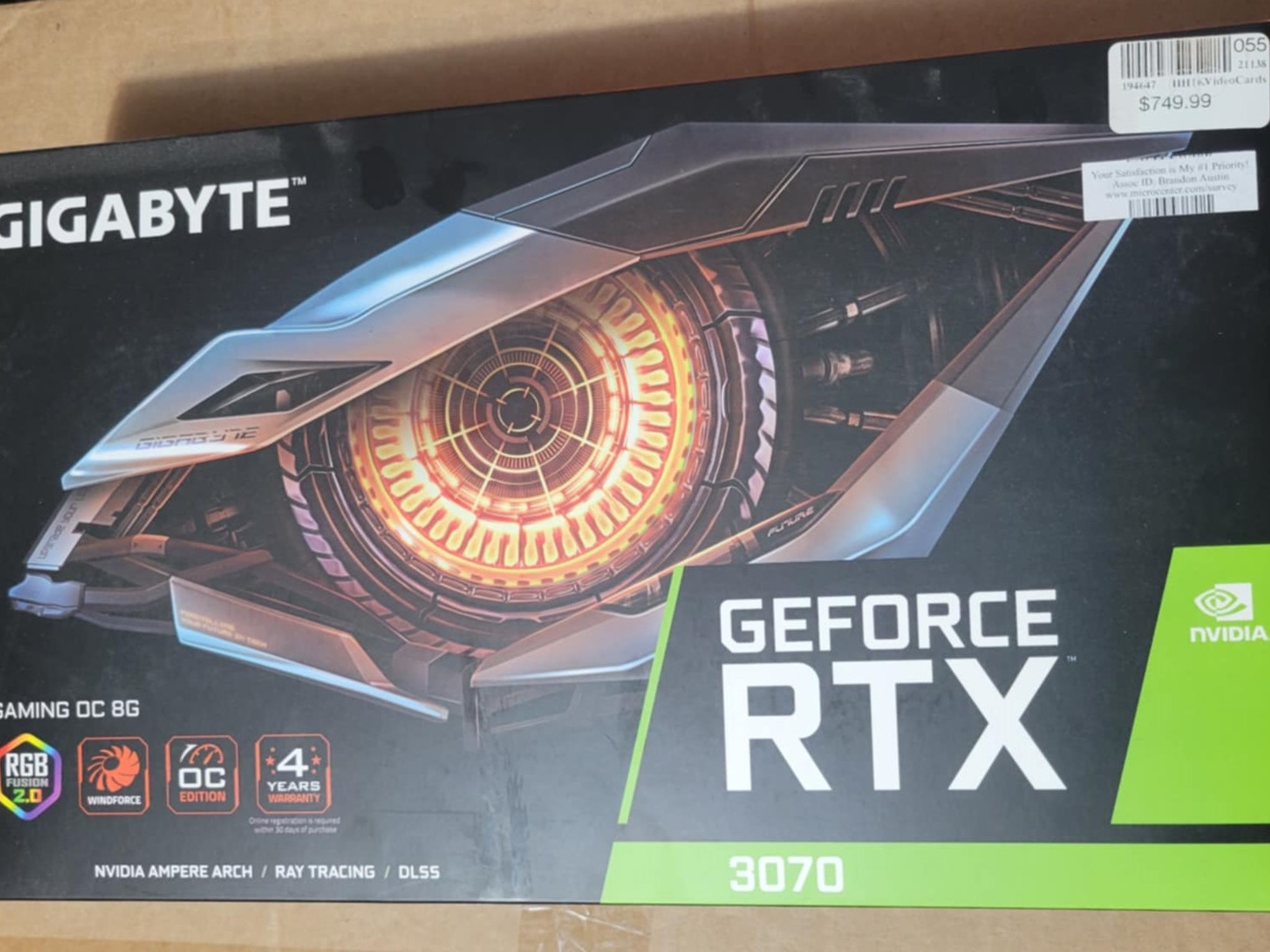 3070 Gigabyte Gaming 8GB GPU