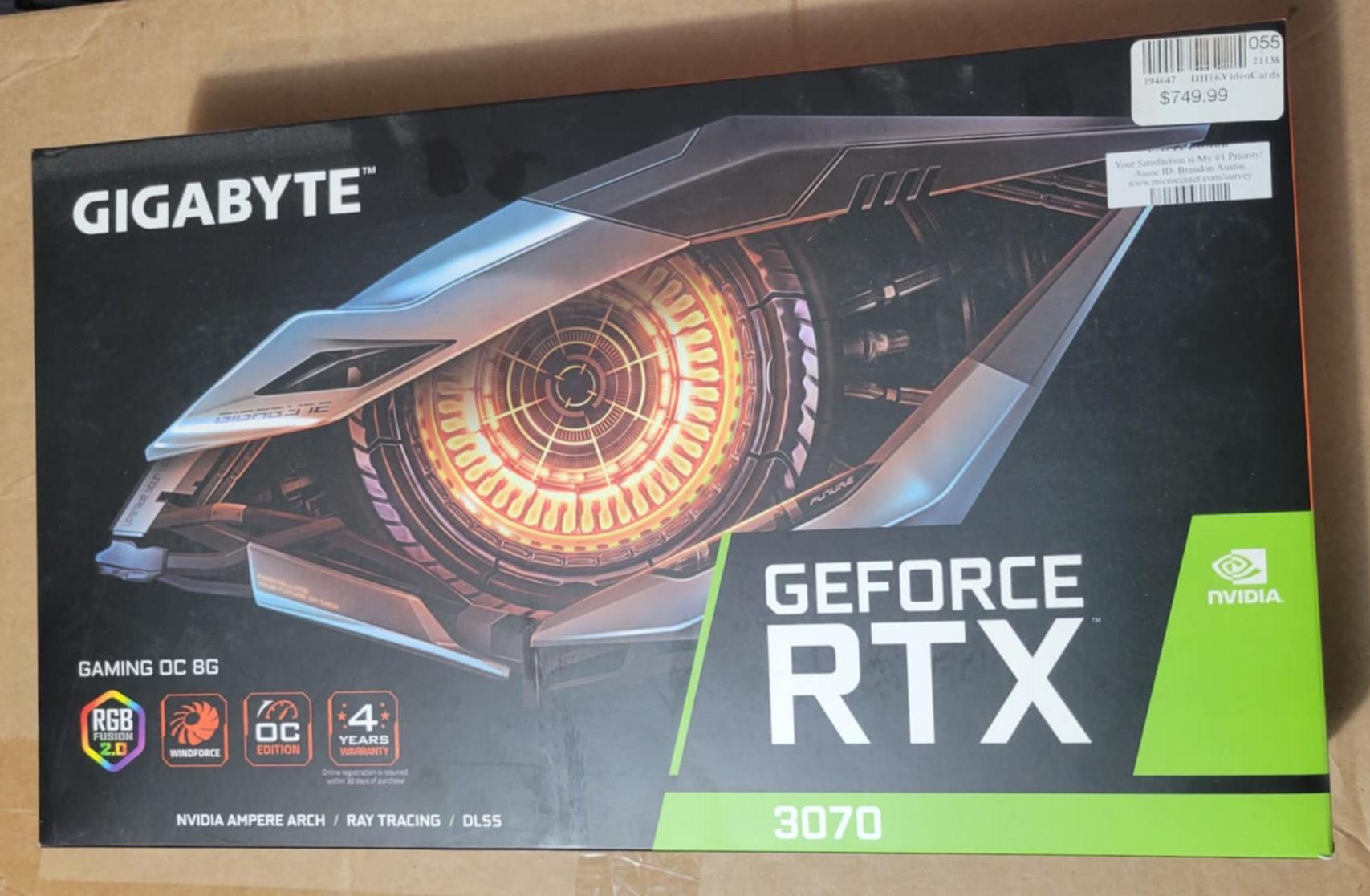 3070 Gigabyte Gaming 8GB GPU