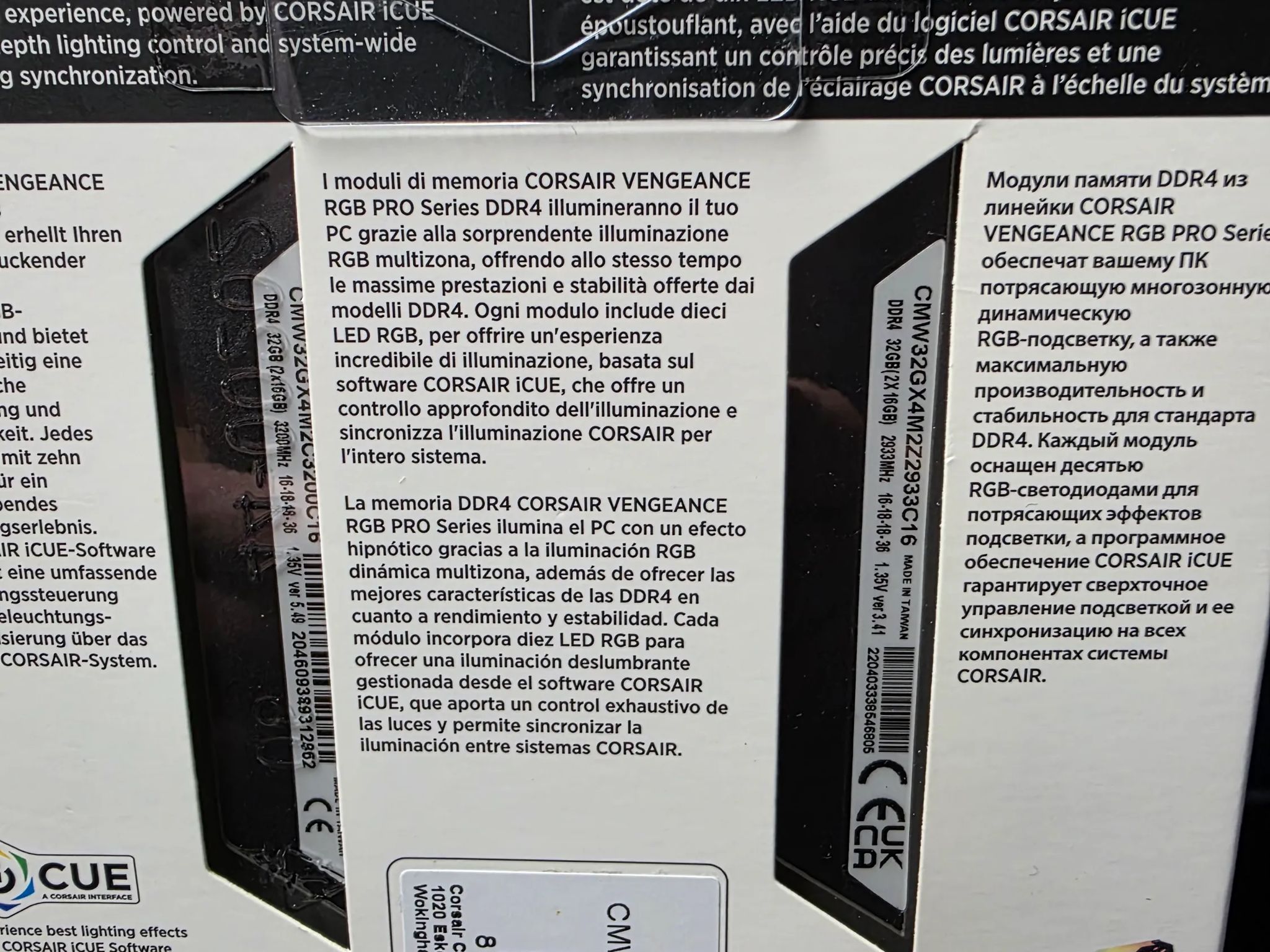 4 sticks of Corsair RGB DDR4 memory
