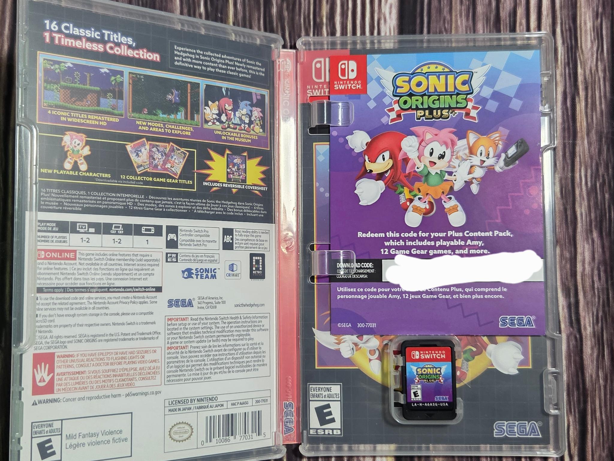 Sonic Origins Plus Nintendo Switch