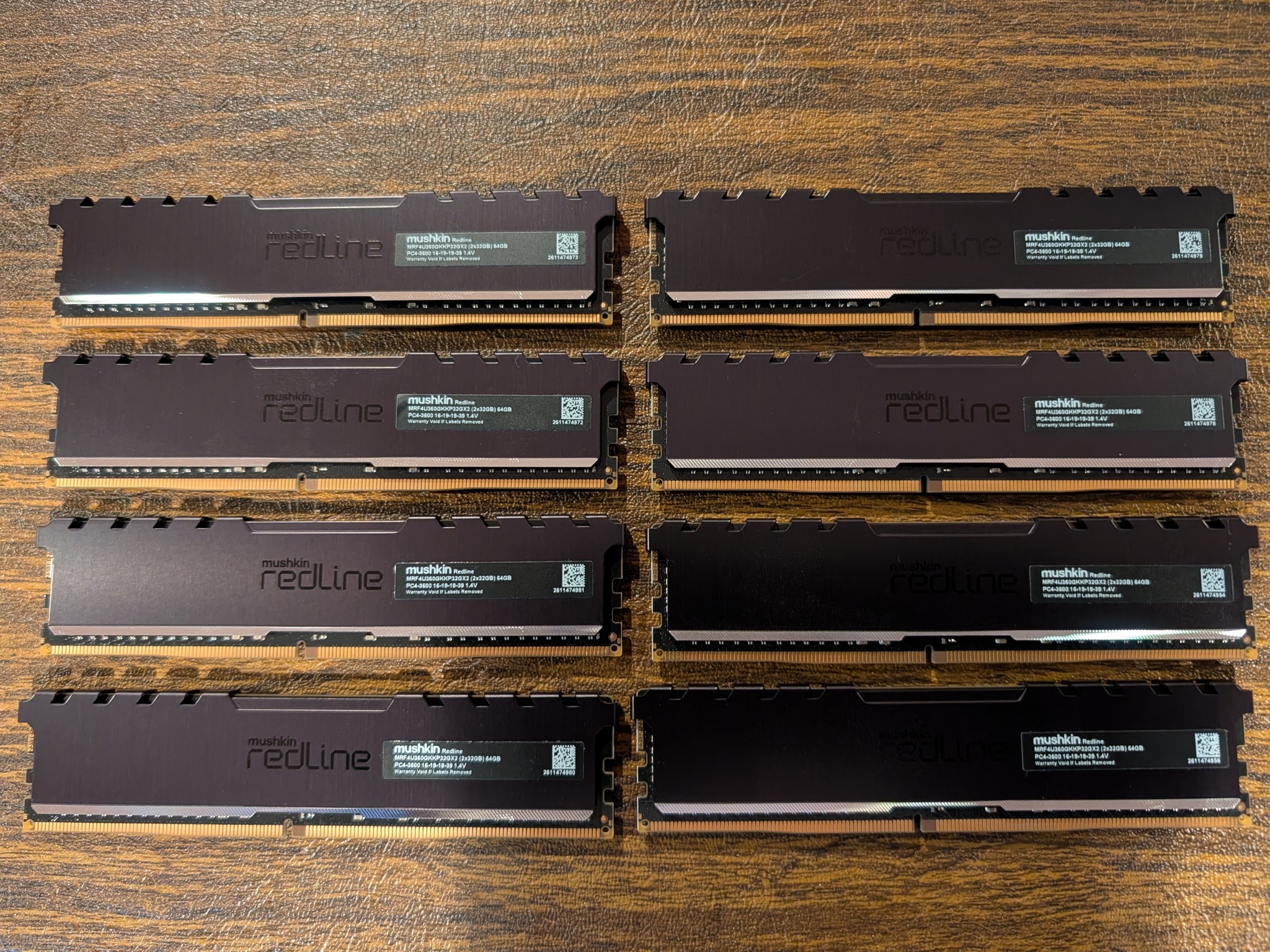 LOT OF (4) Mushkin DDR4 64GB (2 x 32GB) 3600 CL16 Kits - 256GB Total