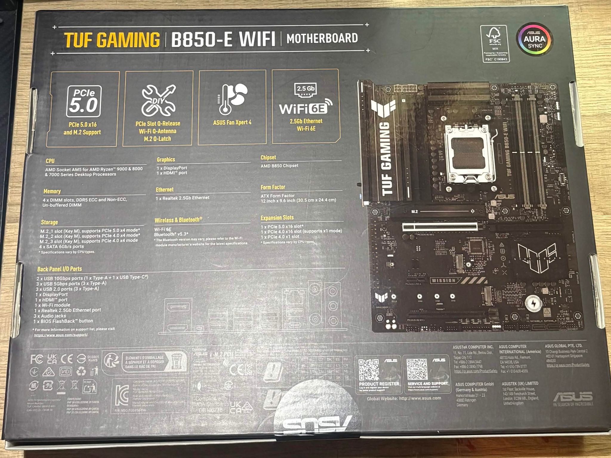 ASUS TUF Gaming B850-E WiFi AM5 ATX Motherboard | DDR5 | PCIe 5.0 | WiFi 6E