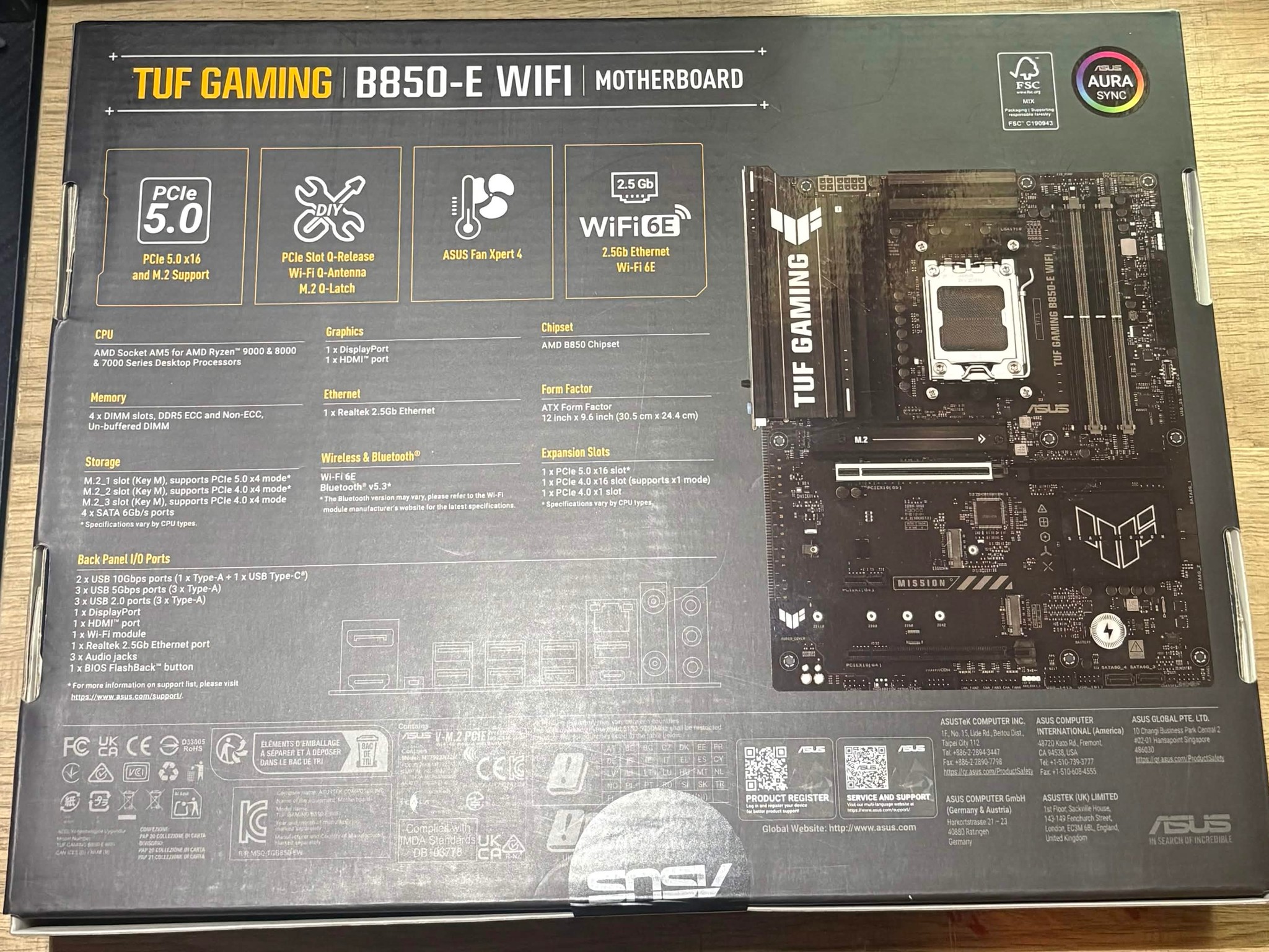 ASUS TUF Gaming B850-E WiFi AM5 ATX Motherboard | DDR5 | PCIe 5.0 | WiFi 6E
