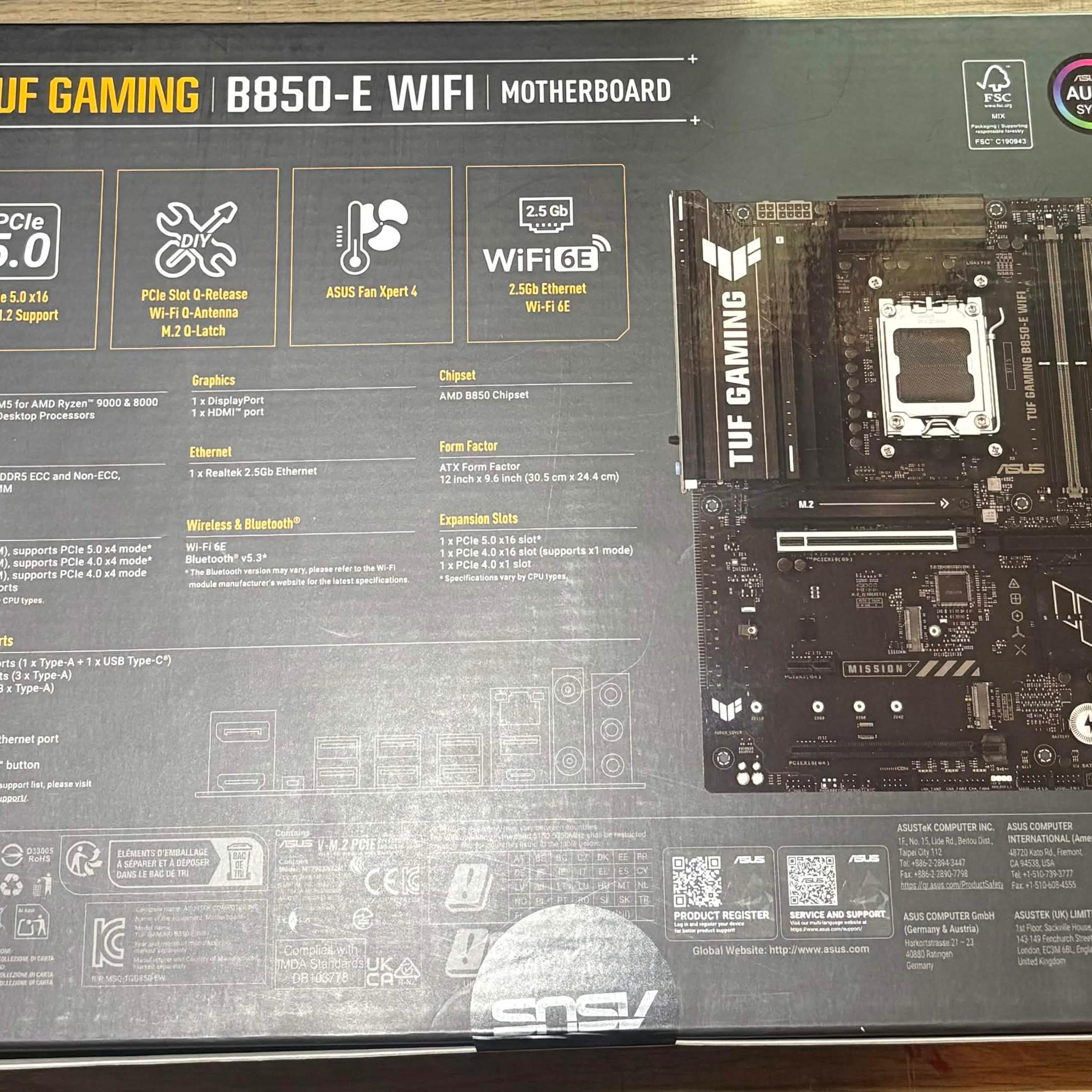 ASUS TUF Gaming B850-E WiFi AM5 ATX Motherboard | DDR5 | PCIe 5.0 | WiFi 6E