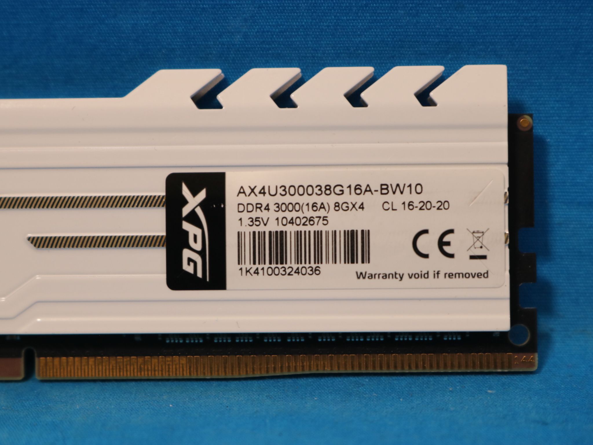 ADATA XPG Gammix D10 16GB (2x8GB) DDR4 3000MHz CL16 1.35V Desktop RAM AX4U300038G16A-BW10