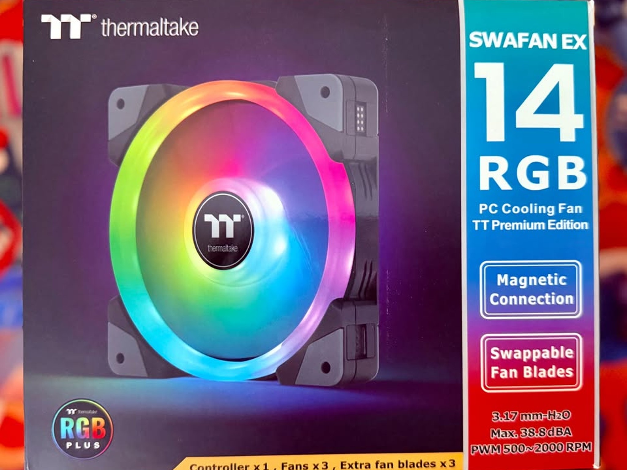 Thermaltake SWAFAN EX 14 RGB PC Cooling Fan, 3 Pack | 500~2000 RPM | Magnetic Connection