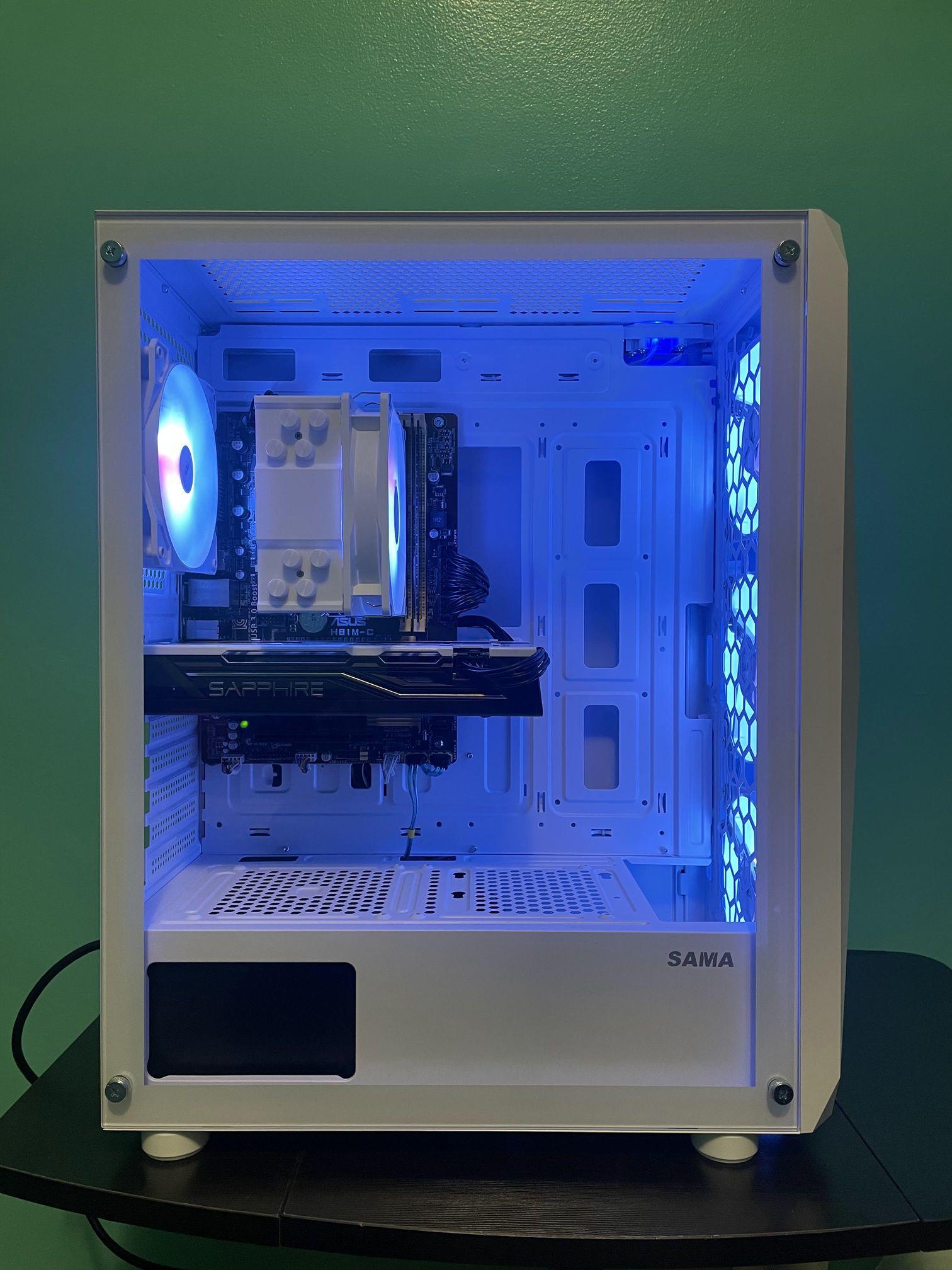 Frost White Budget Gaming PC | Intel i7 / AMD RX580 / 8GB / 1.1TB Win 11 Pro + Wi-Fi