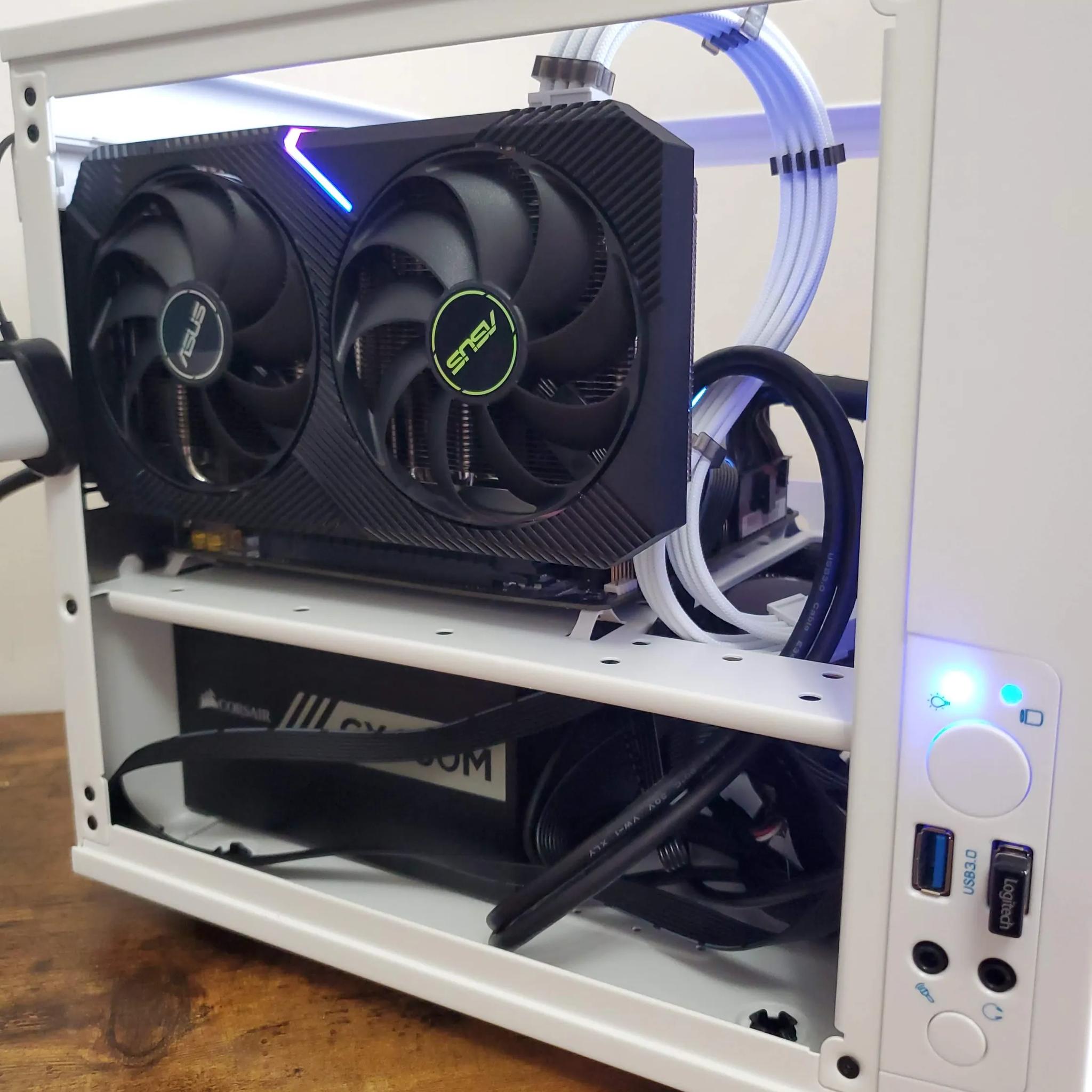 Snow White Mini ITX Cube PC | RTX 3050 8GB | Ryzen 5 3600 | 16GB DDR4 ARGB | 1TB NVME SSD | Wifi