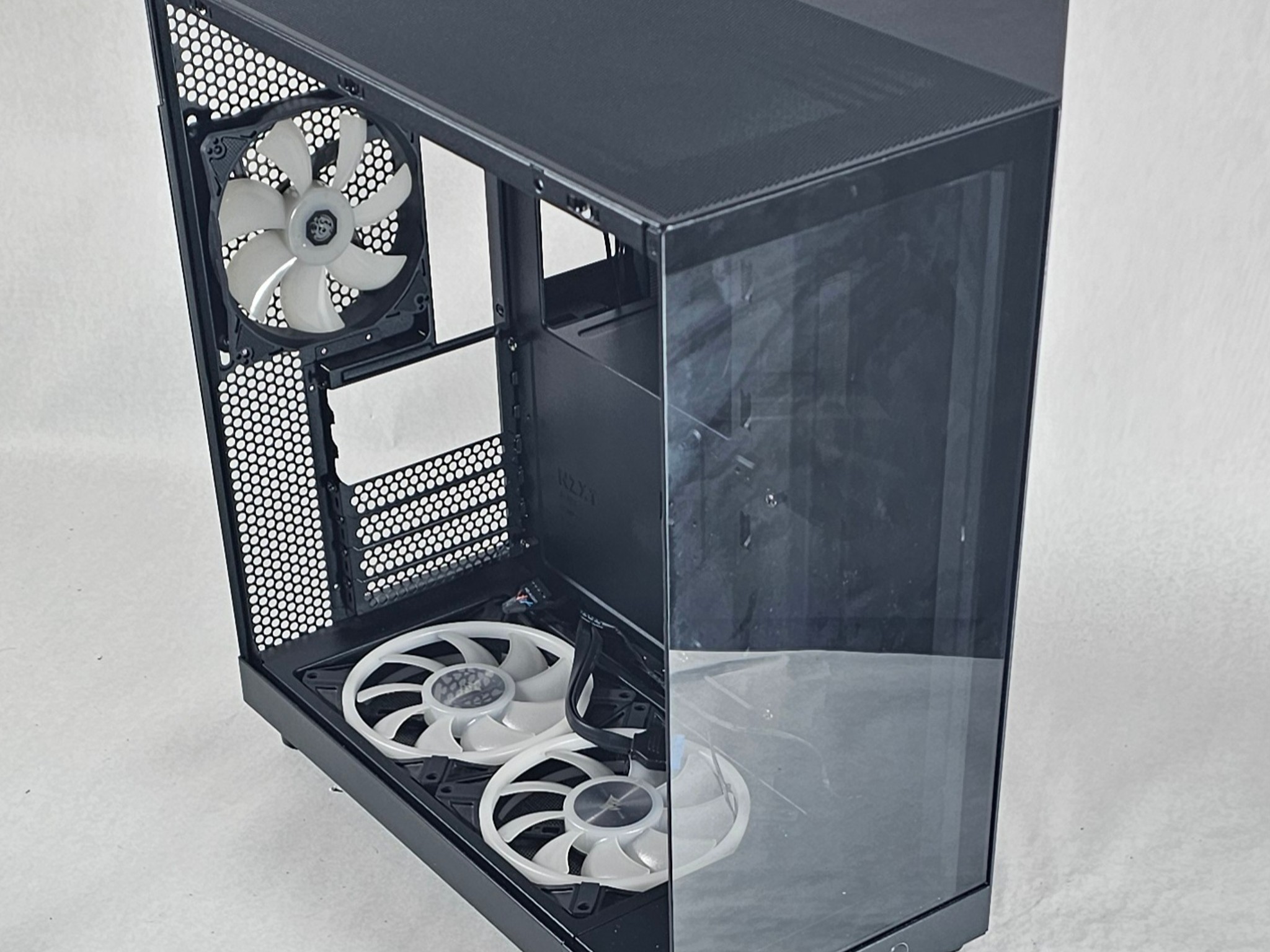 Black NZXT PC Case with Tempered Glass w/ 5 Fans