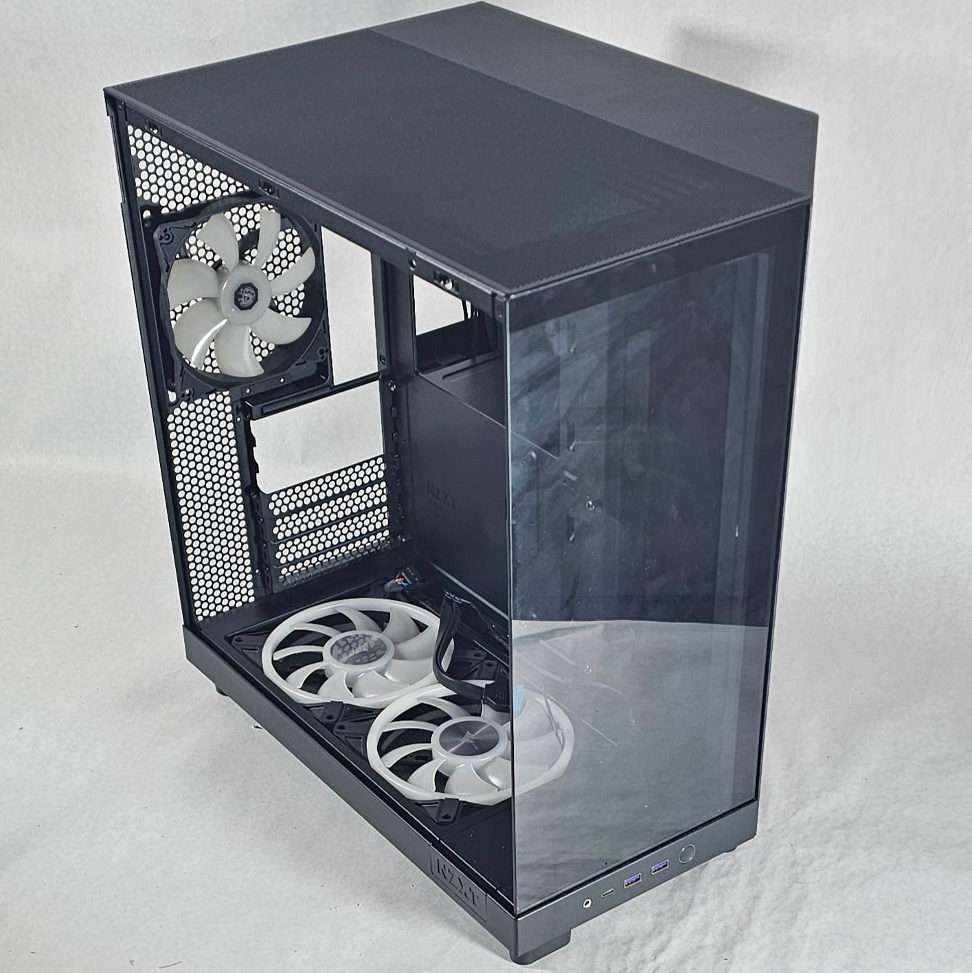 Black NZXT PC Case with Tempered Glass w/ 5 Fans