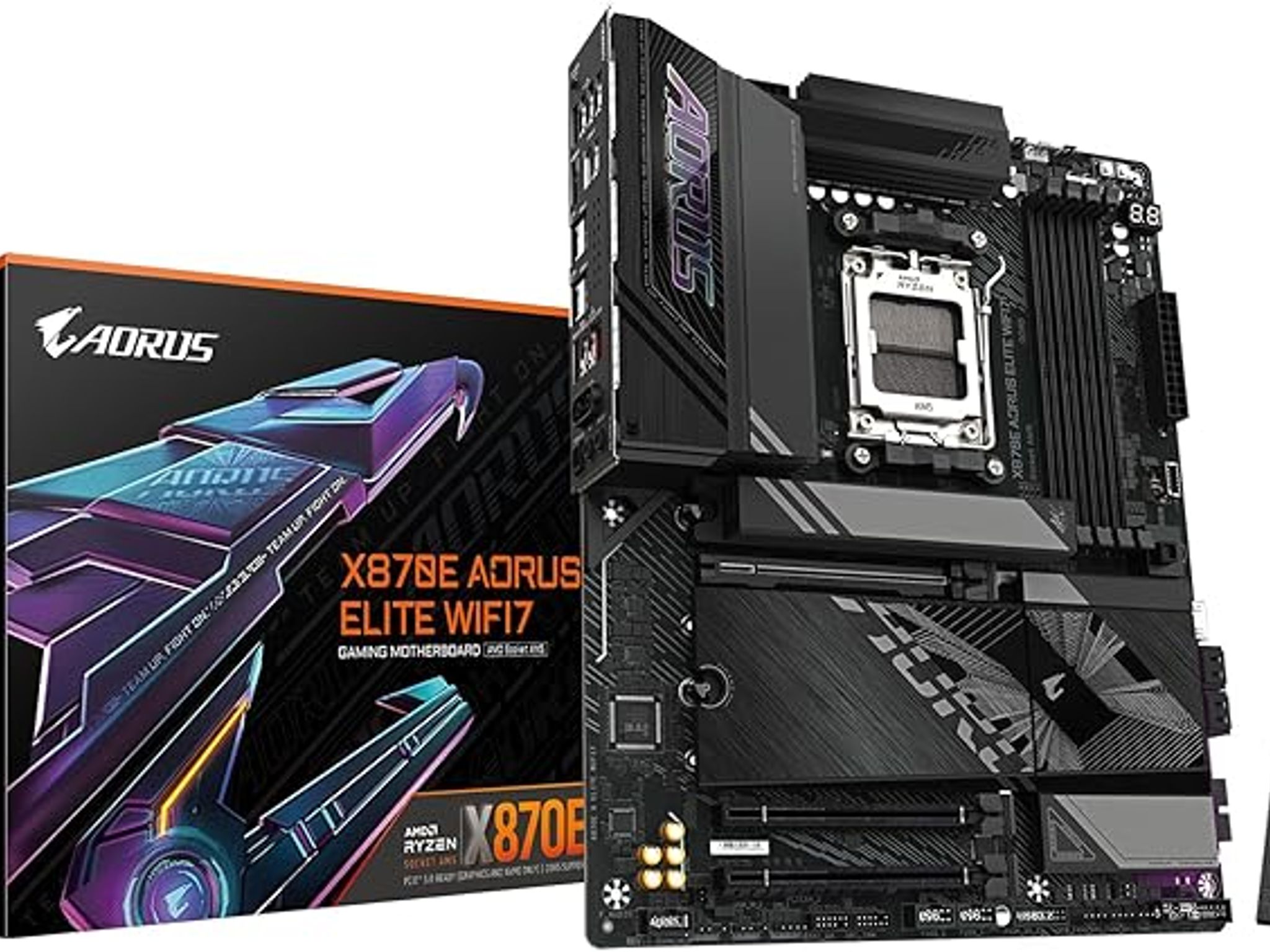 GIGABYTE X870E AORUS Elite WIFI7 AMD AM5 LGA 1718 Motherboard, ATX, DDR5, 4X M.2, PCIe 5.0, USB4