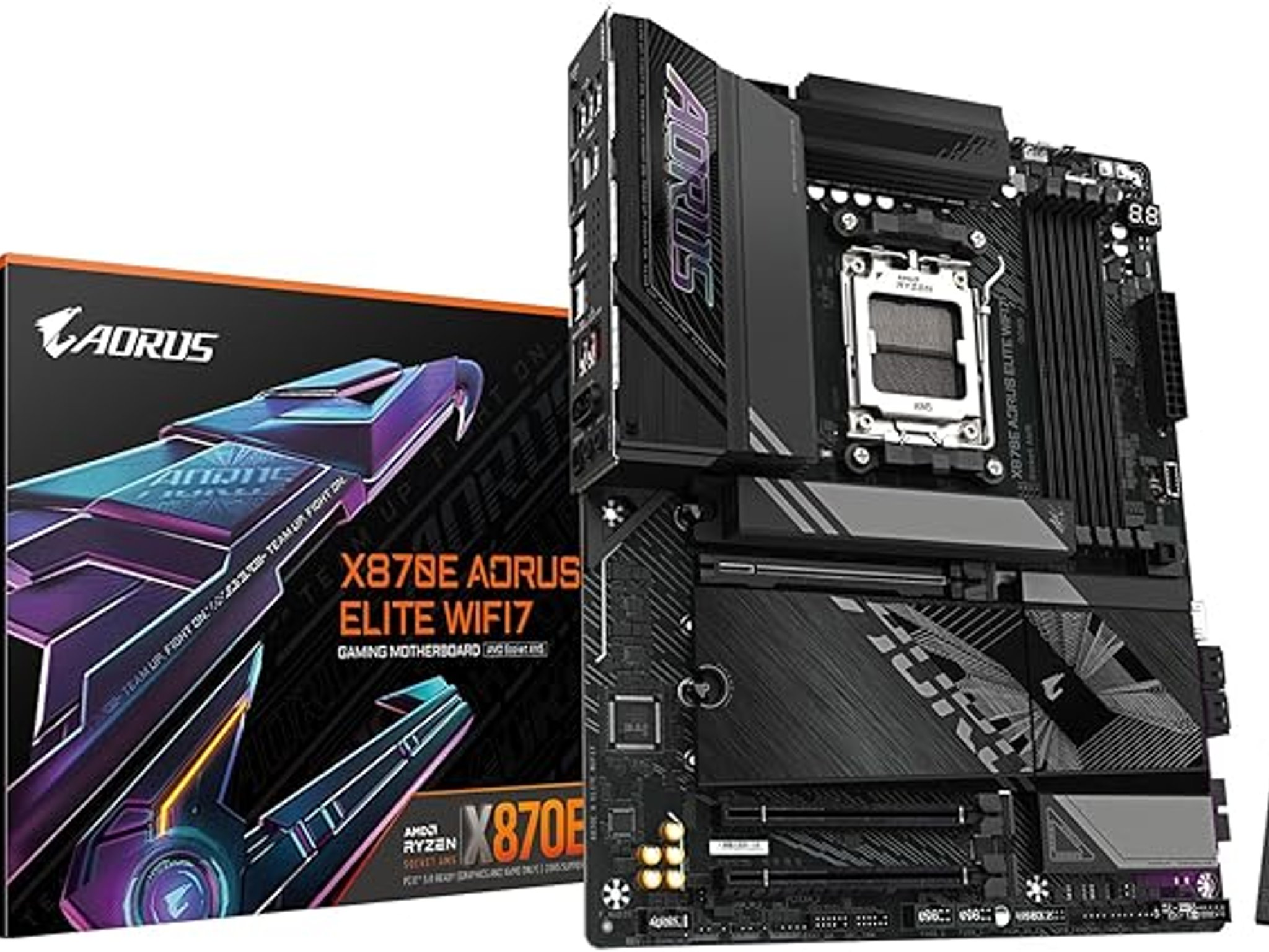 GIGABYTE X870E AORUS Elite WIFI7 AMD AM5 LGA 1718 Motherboard, ATX, DDR5, 4X M.2, PCIe 5.0, USB4