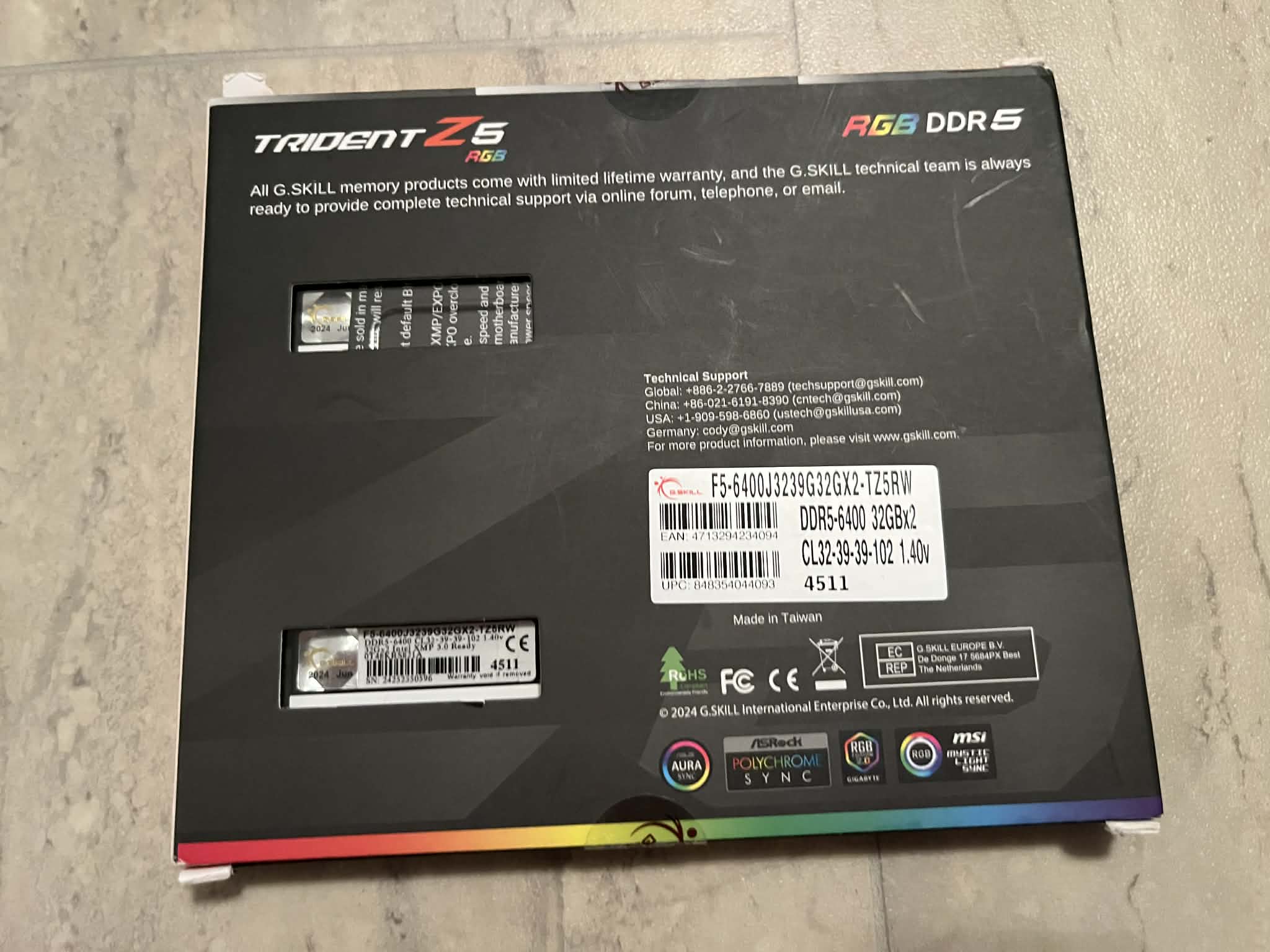 G. Skill Trident Z5 RGB 64 GB (2x32 GB) DDR5-6400 CL32 Memory *Brand New*