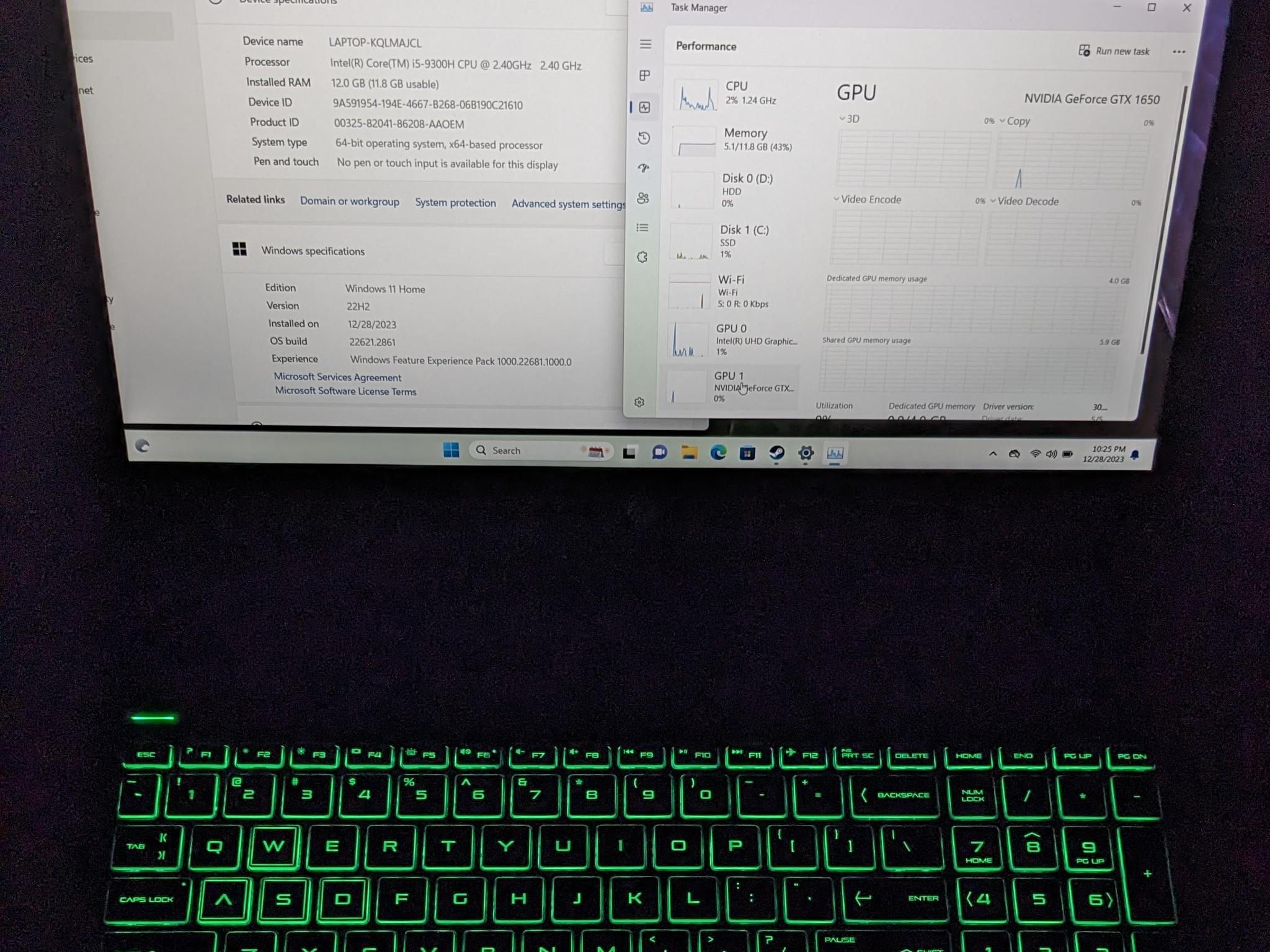 HP Pavilion Gaming GTX 1650, i5-9300H, 12GB DDR4, 256GB NVMe, 1TB HDD