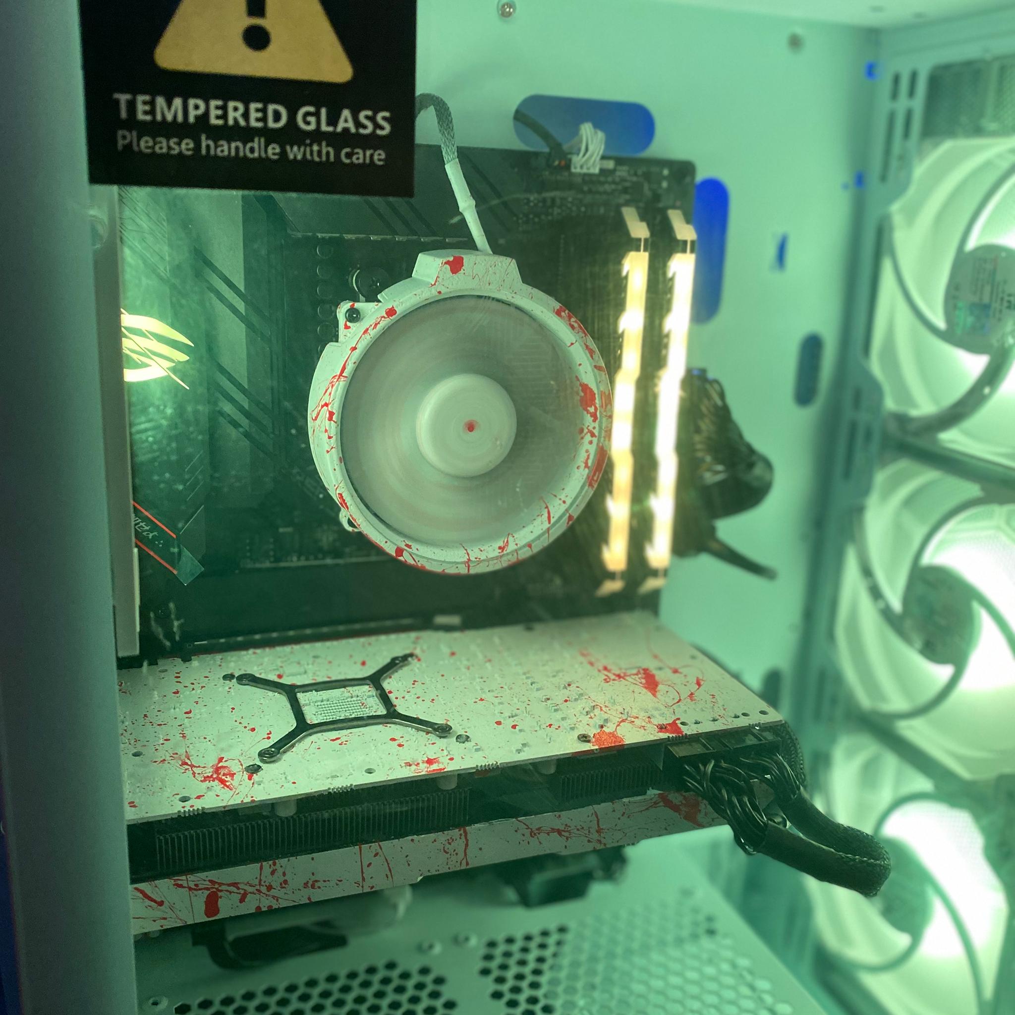 (White) Gaming PC|🩸Blo0D 5700XT| Ryzen 5| 16GB (2x8GB) RGB DDR4| 1TB NVMe/SSD| Windows 11 Pro