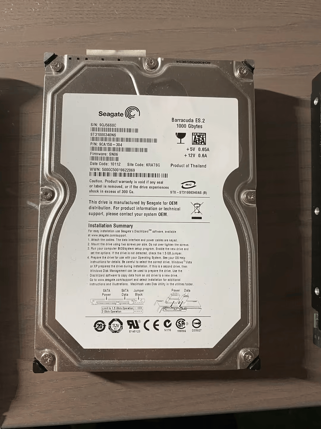 SEAGATE BARRACUDA ES.2 1TB HDD