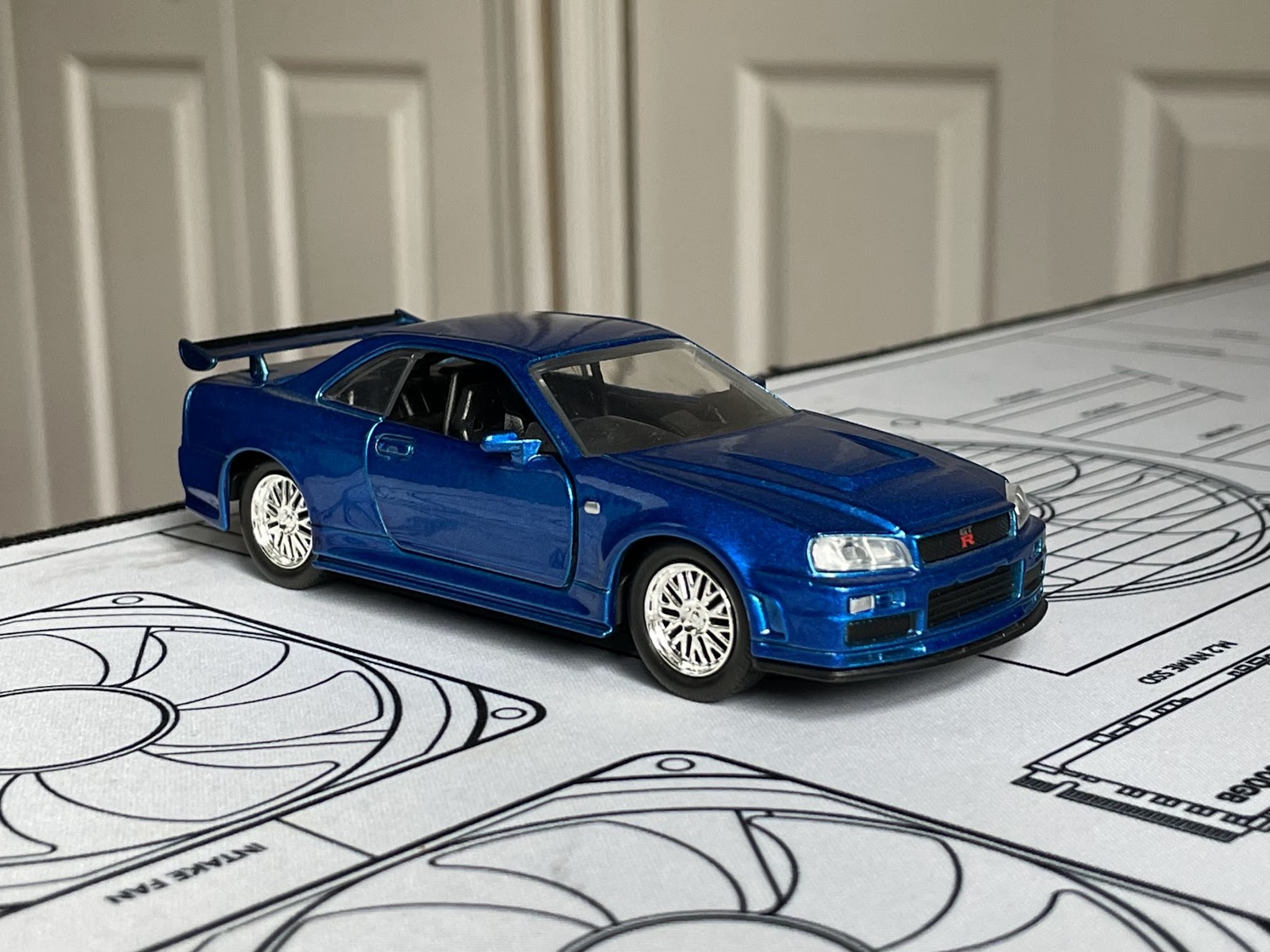 Jada Toys Fast & Furious Brian's 2002 Blue Nissan Skyline GT-R R34 Diecast Car Model 1:32